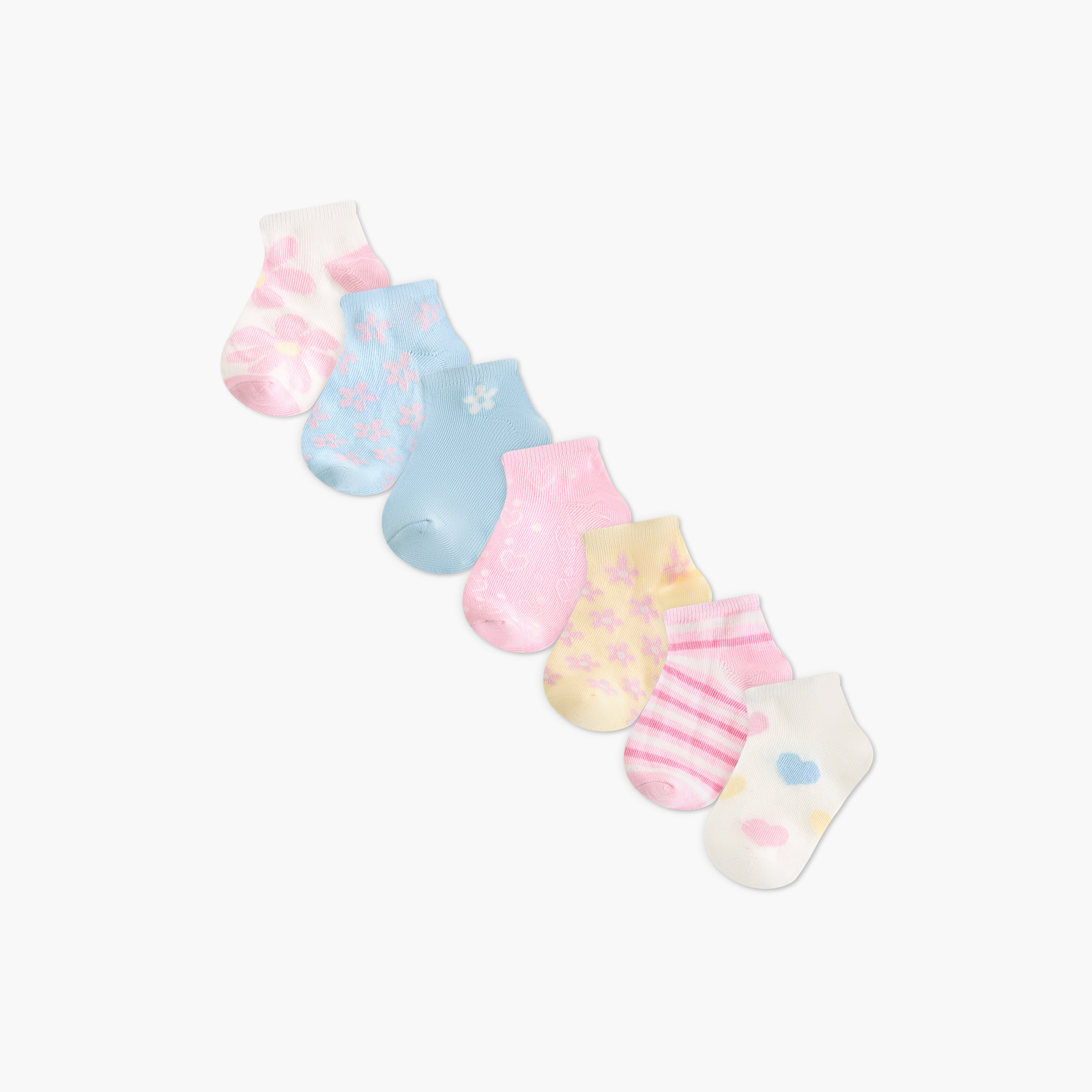 Juniors Textured Ankle Length Socks - Set of 7-baby-girls-accessories-socks-image-1
