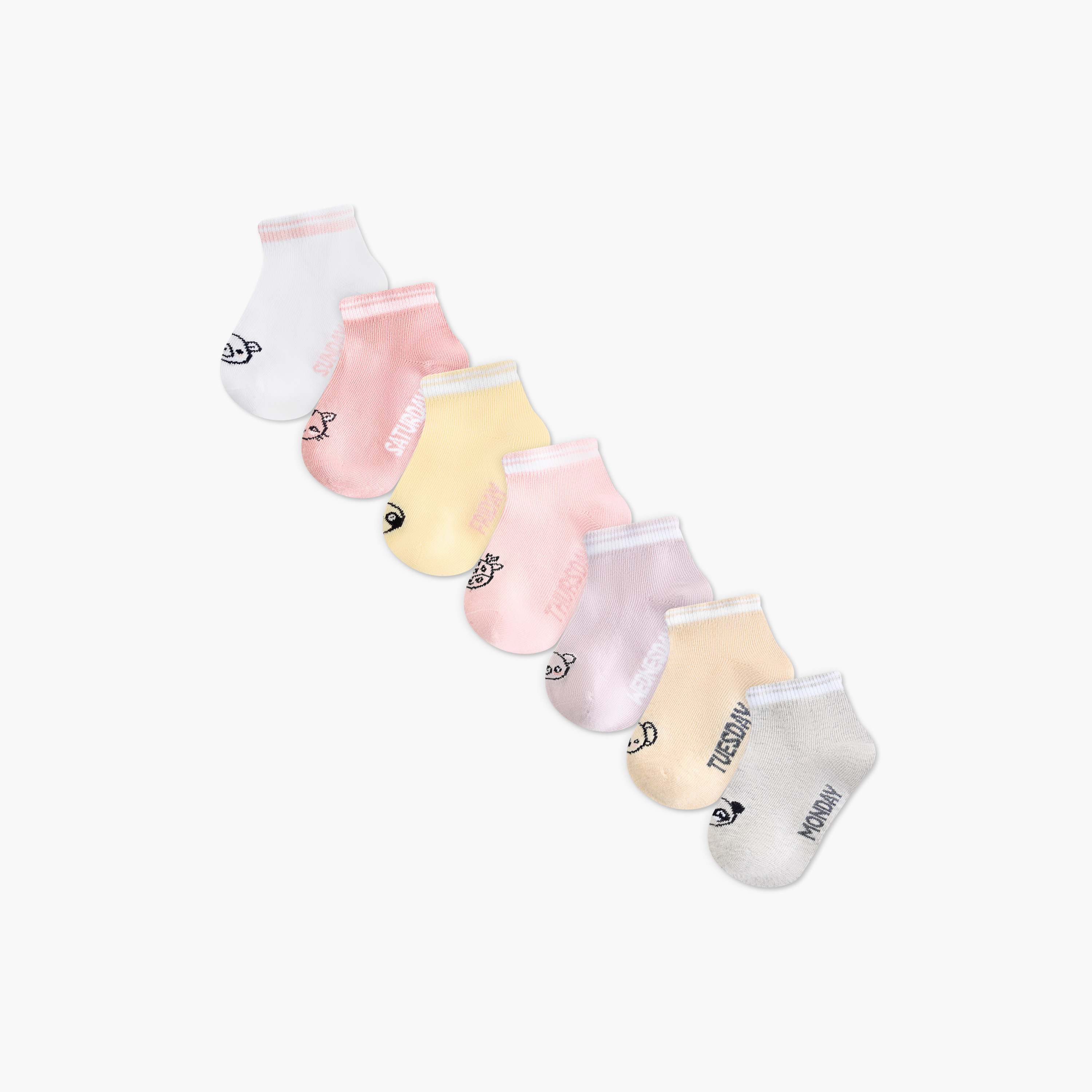 Juniors Printed Ankle Length Socks - Set of 7-baby-girls-accessories-socks-image-1