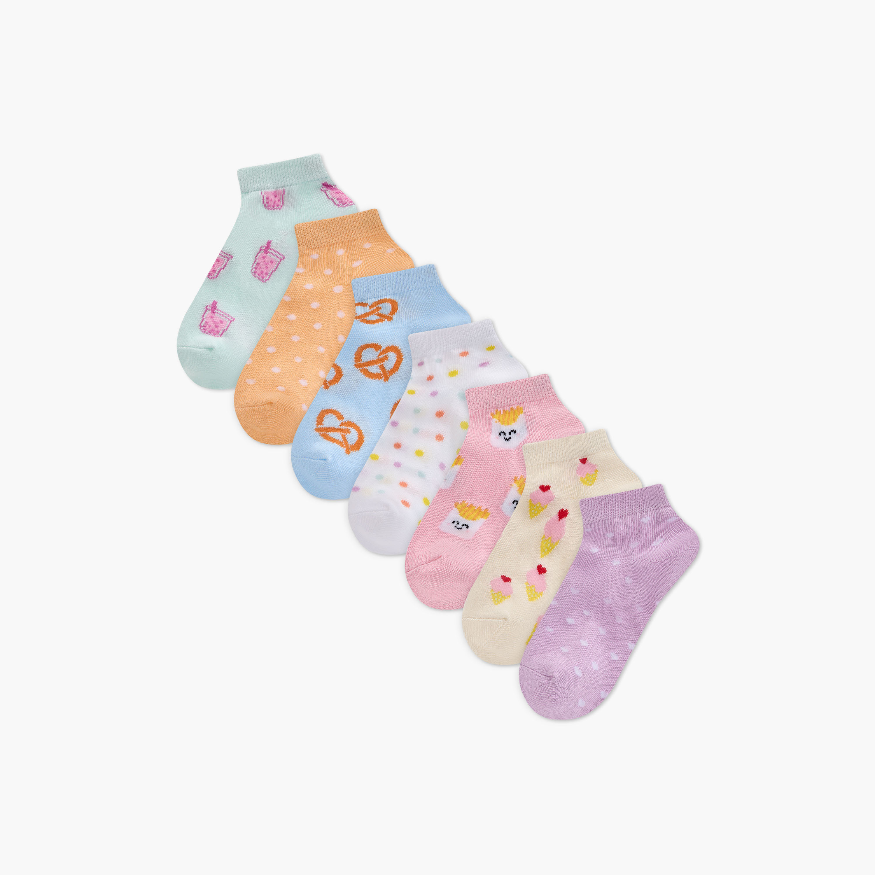 Juniors Printed Ankle Length Socks - Set of 7-baby-girls-accessories-socks-image-1