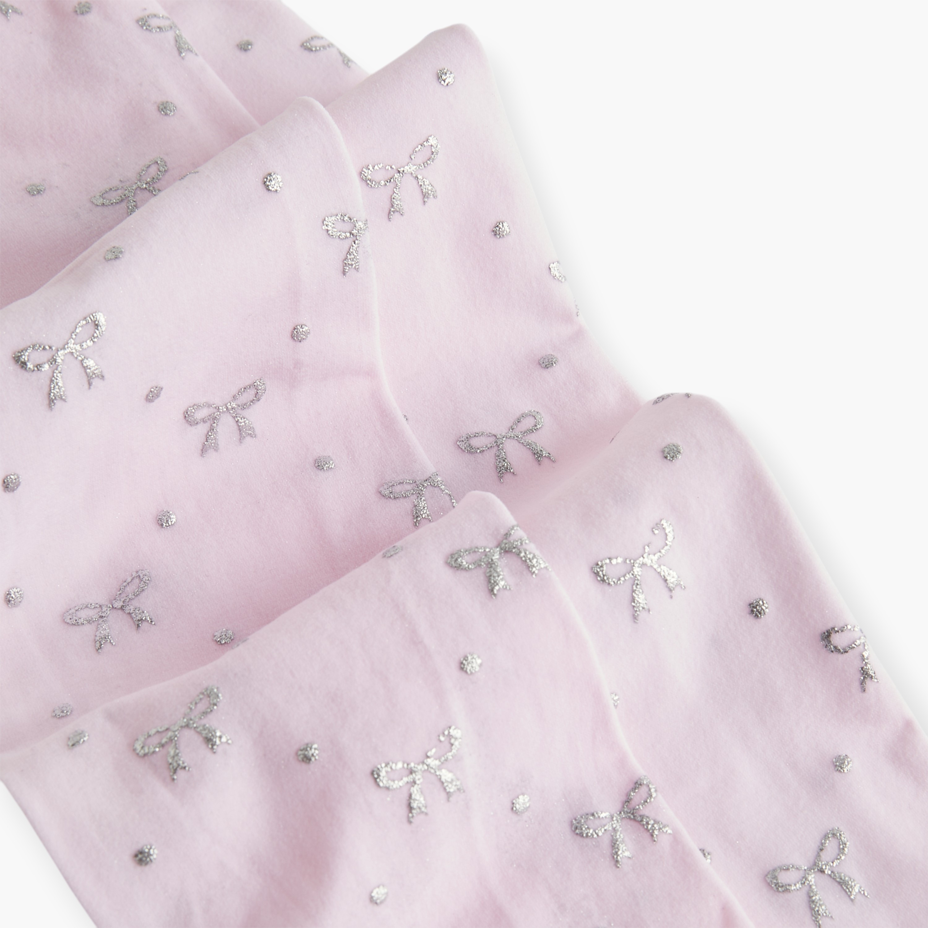 Juniors Bow Print Tights with Elasticated Waistband-girls-accessories-socks-image-2