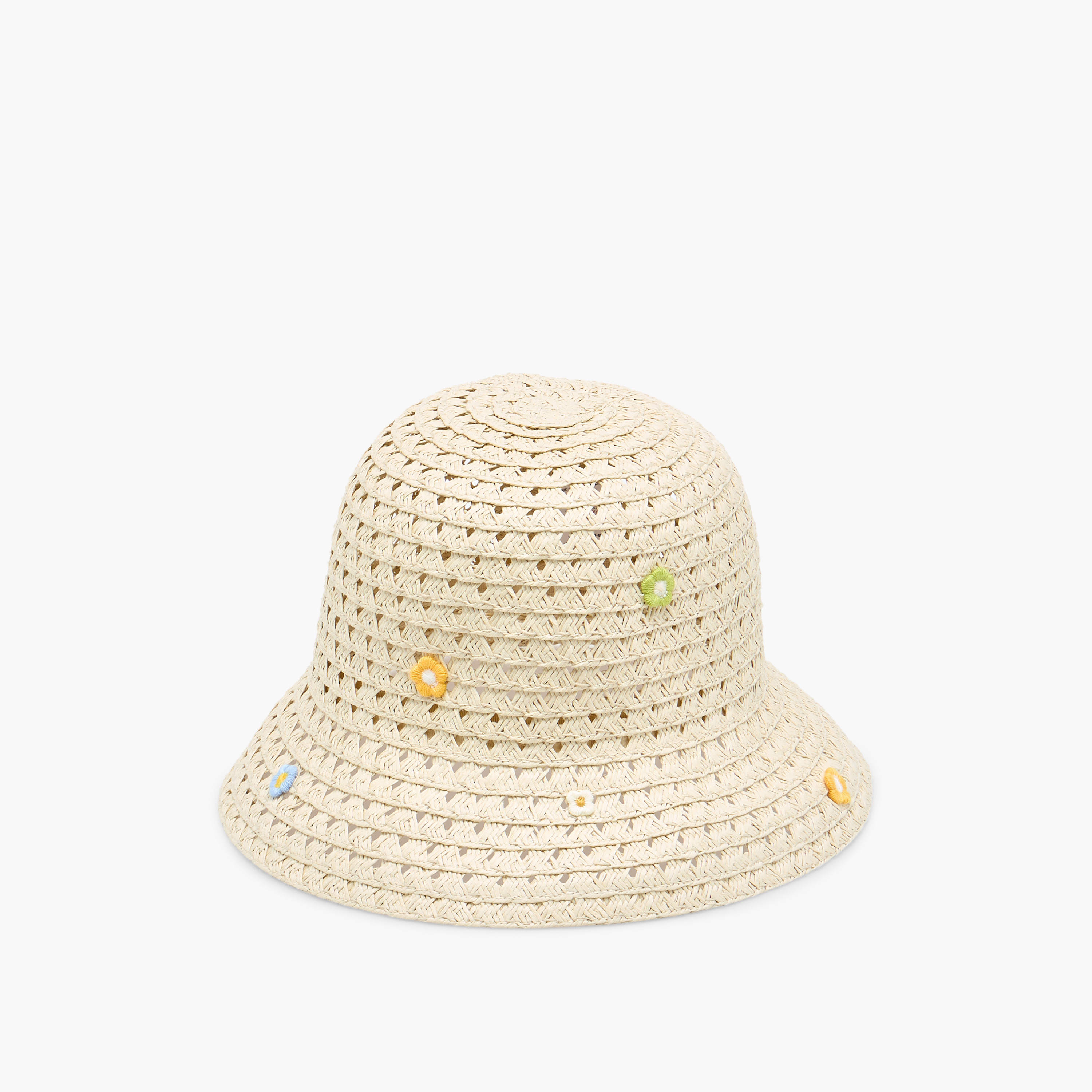 Juniors Textured Hat with Flower Applique-girls-accessories-caps-image-2