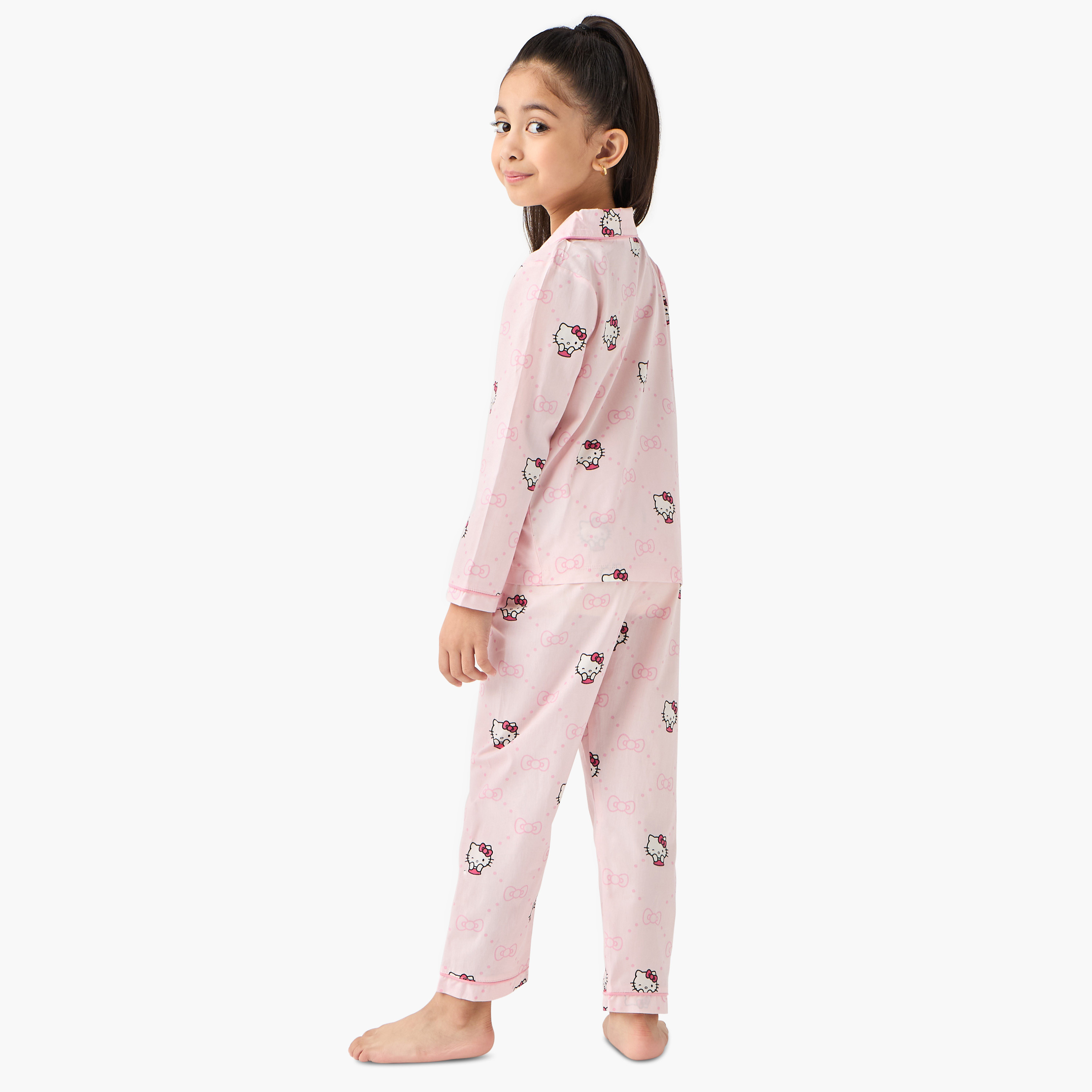 Sanrio Hello Kitty Print Shirt and Pyjama Set-girls-clothing-nightwear-image-4