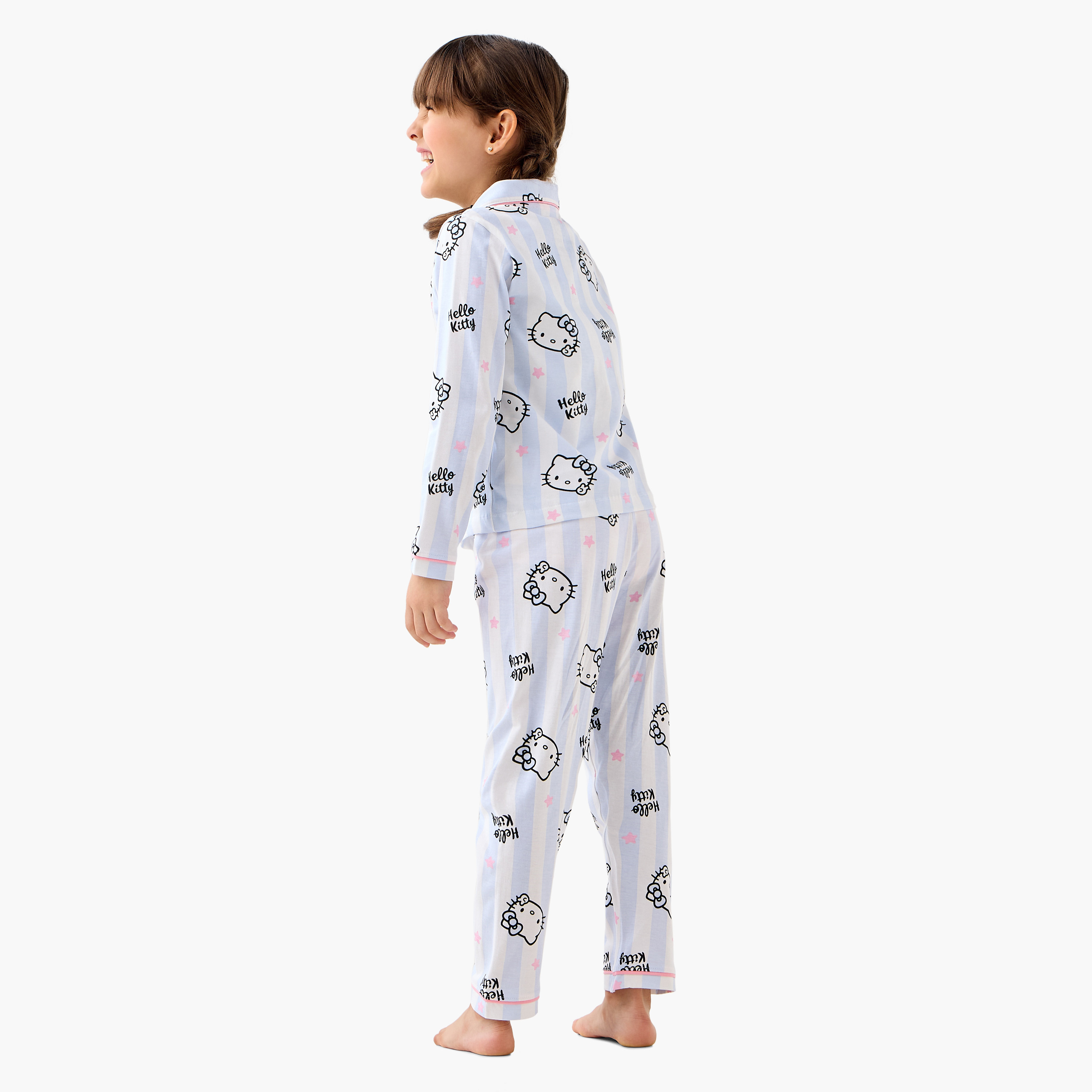 Sanrio All-Over Hello Kitty Print Shirt and Pyjama Set-girls-clothing-nightwear-image-4