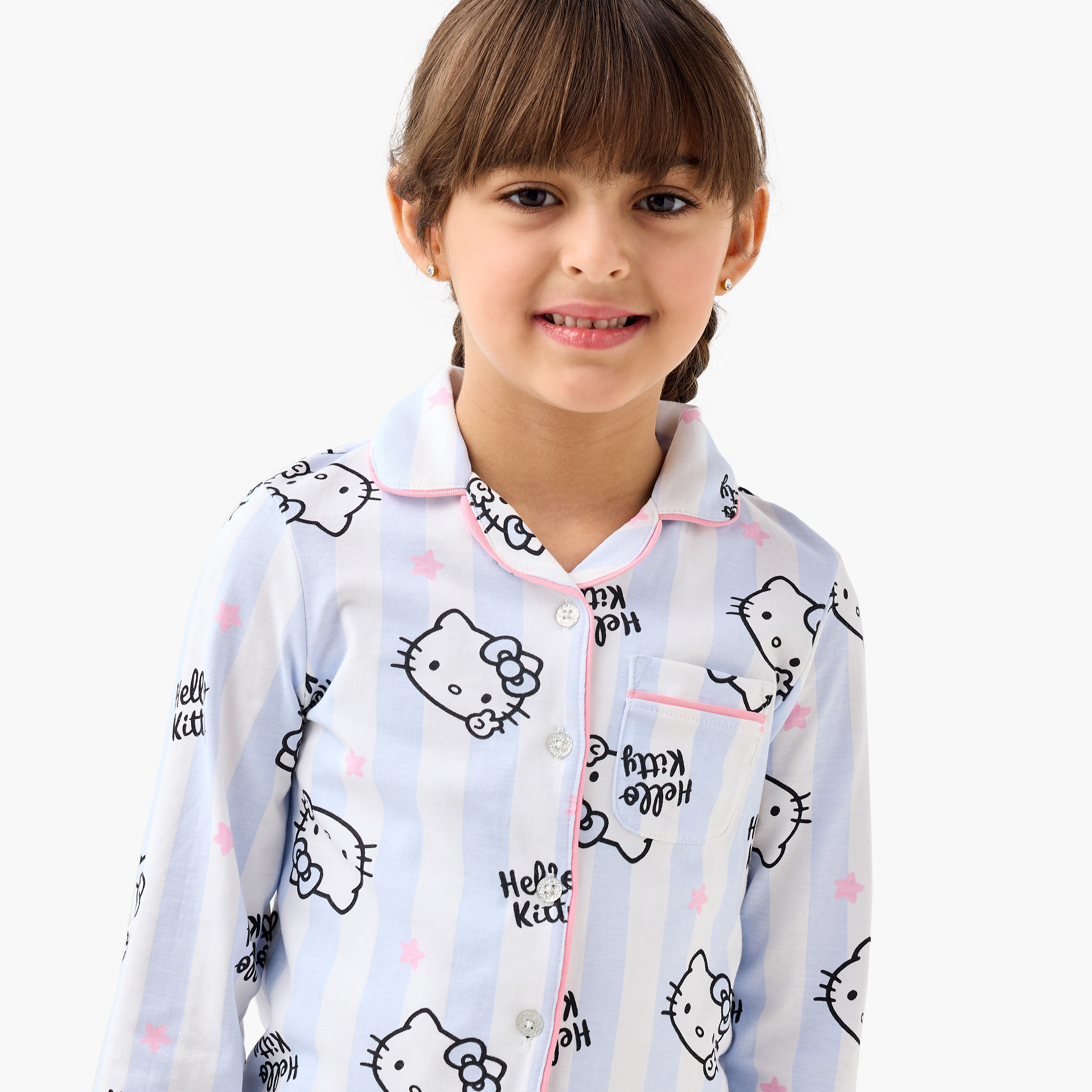 Sanrio All-Over Hello Kitty Print Shirt and Pyjama Set-girls-clothing-nightwear-image-5