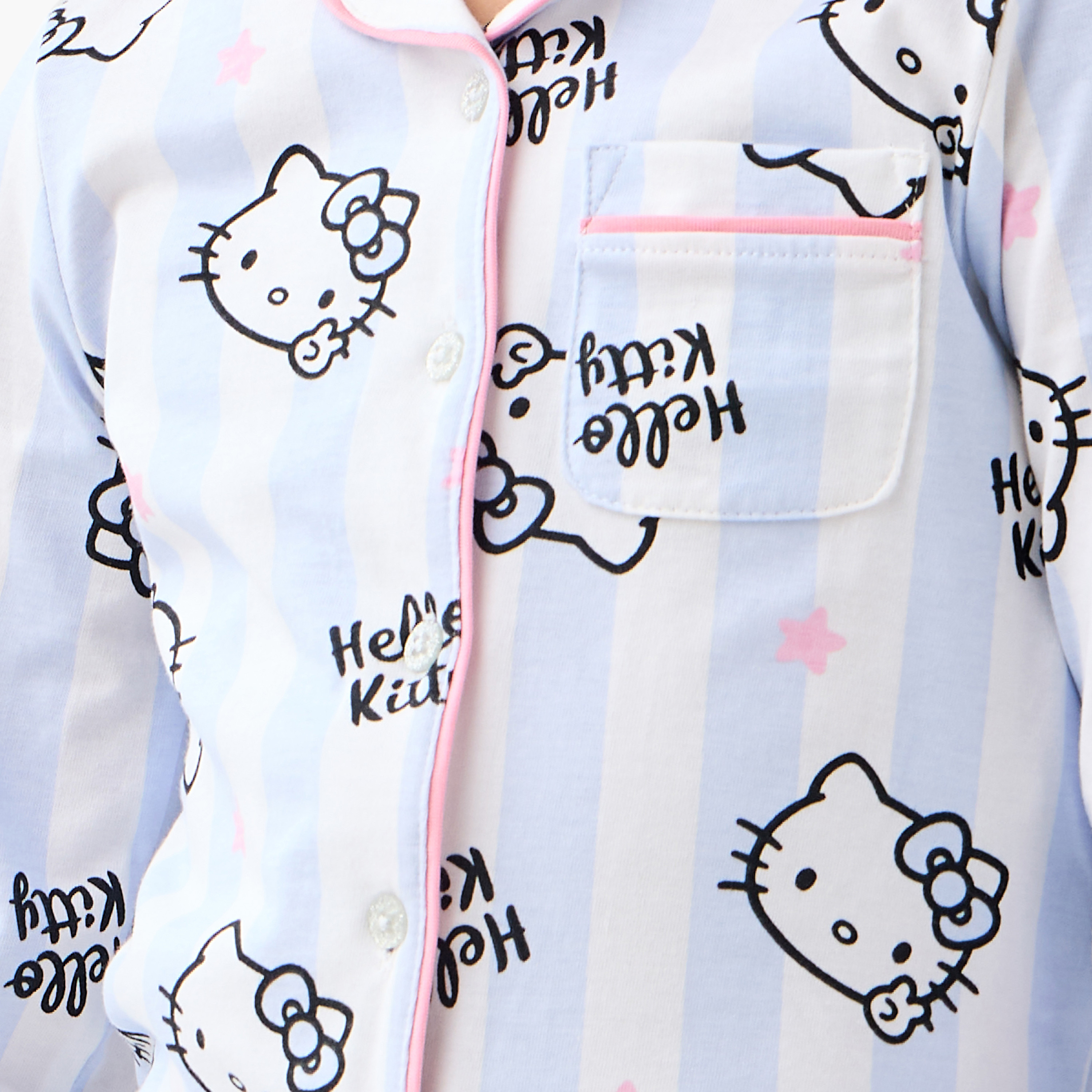 Sanrio All-Over Hello Kitty Print Shirt and Pyjama Set-girls-clothing-nightwear-image-6