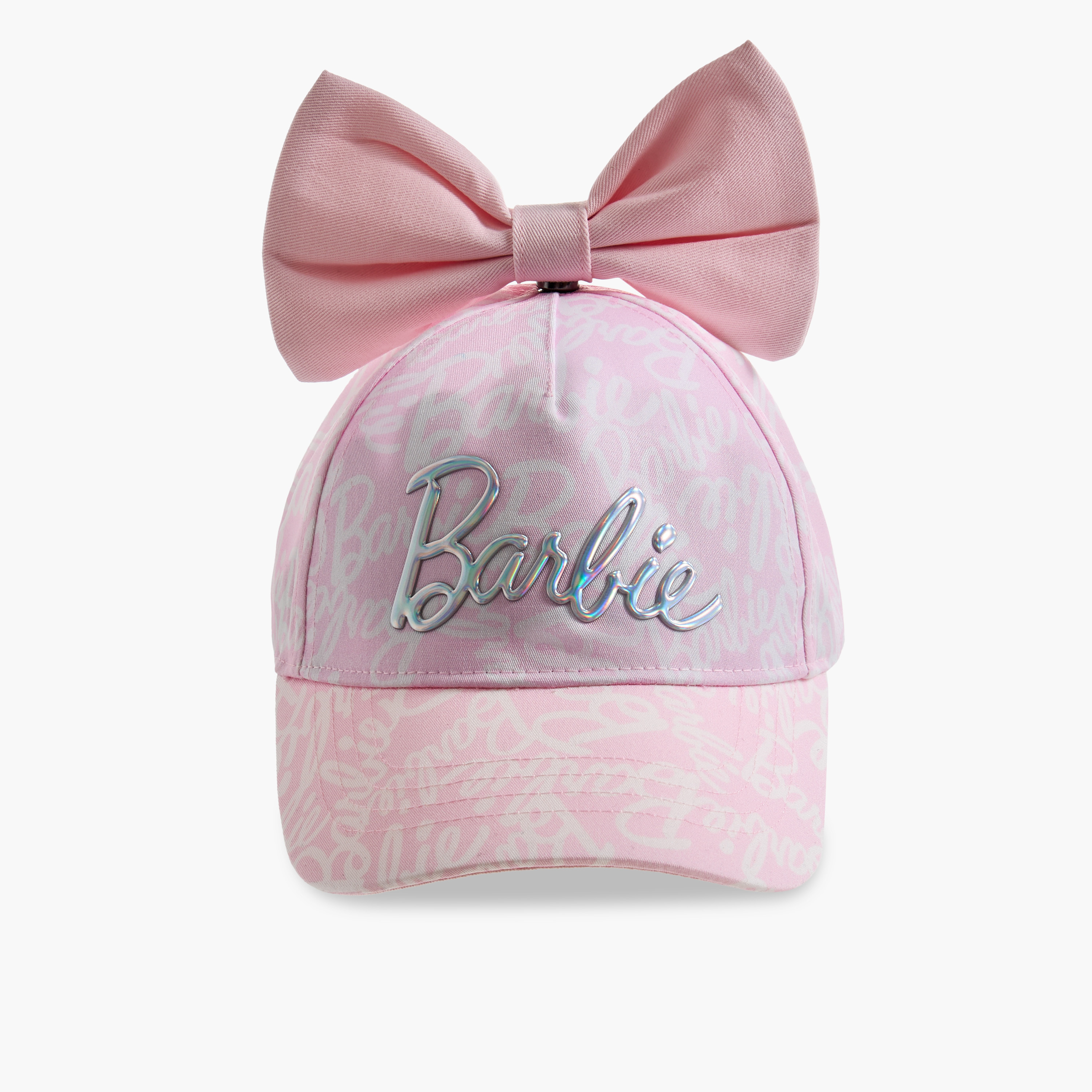 Barbie Print Cap with Hook and Loop Strap Closure-baby-girls-accessories-caps-image-1