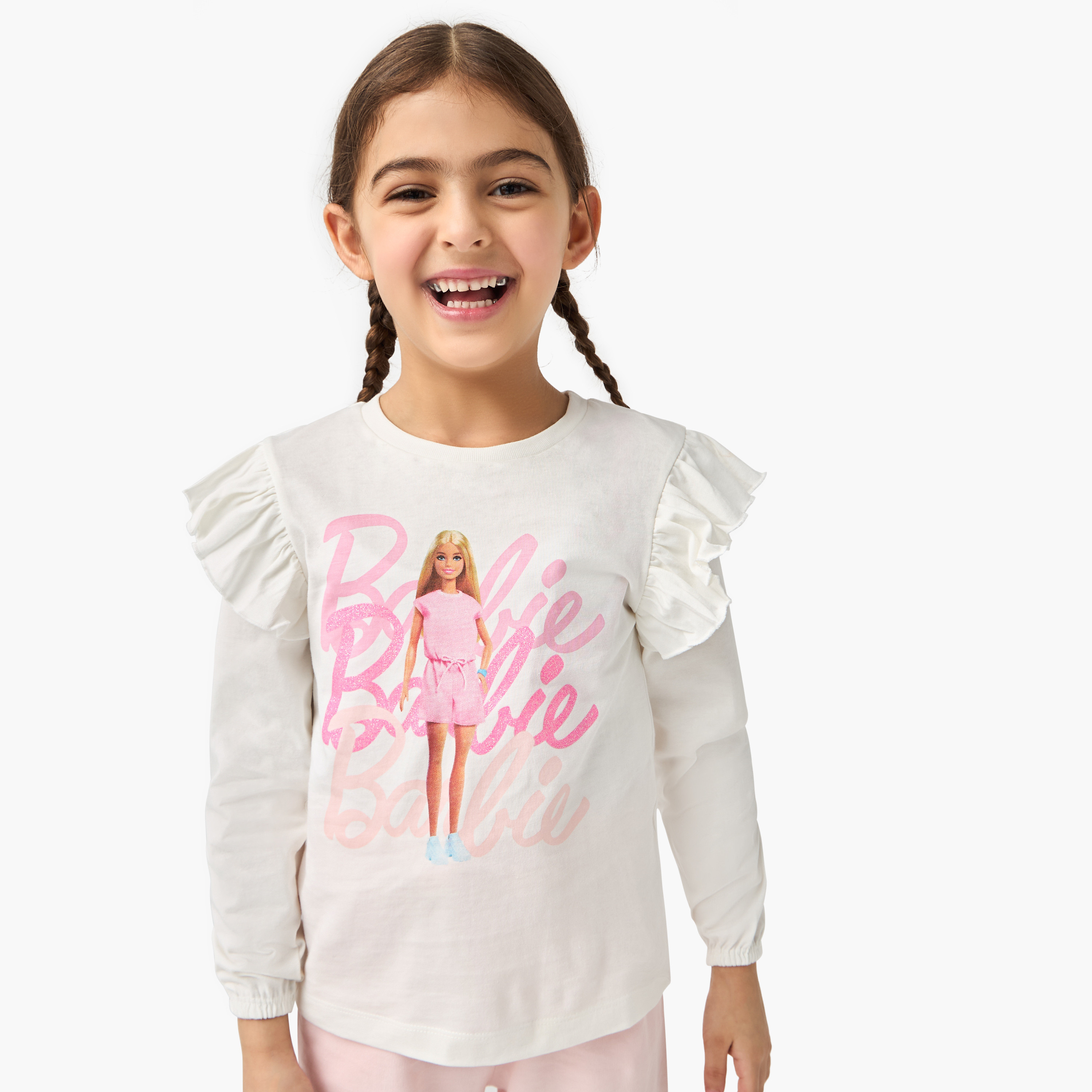 Barbie Print T-shirt and Pyjama Set-baby-girls-clothing-nightwear-pyjamasets-image-2