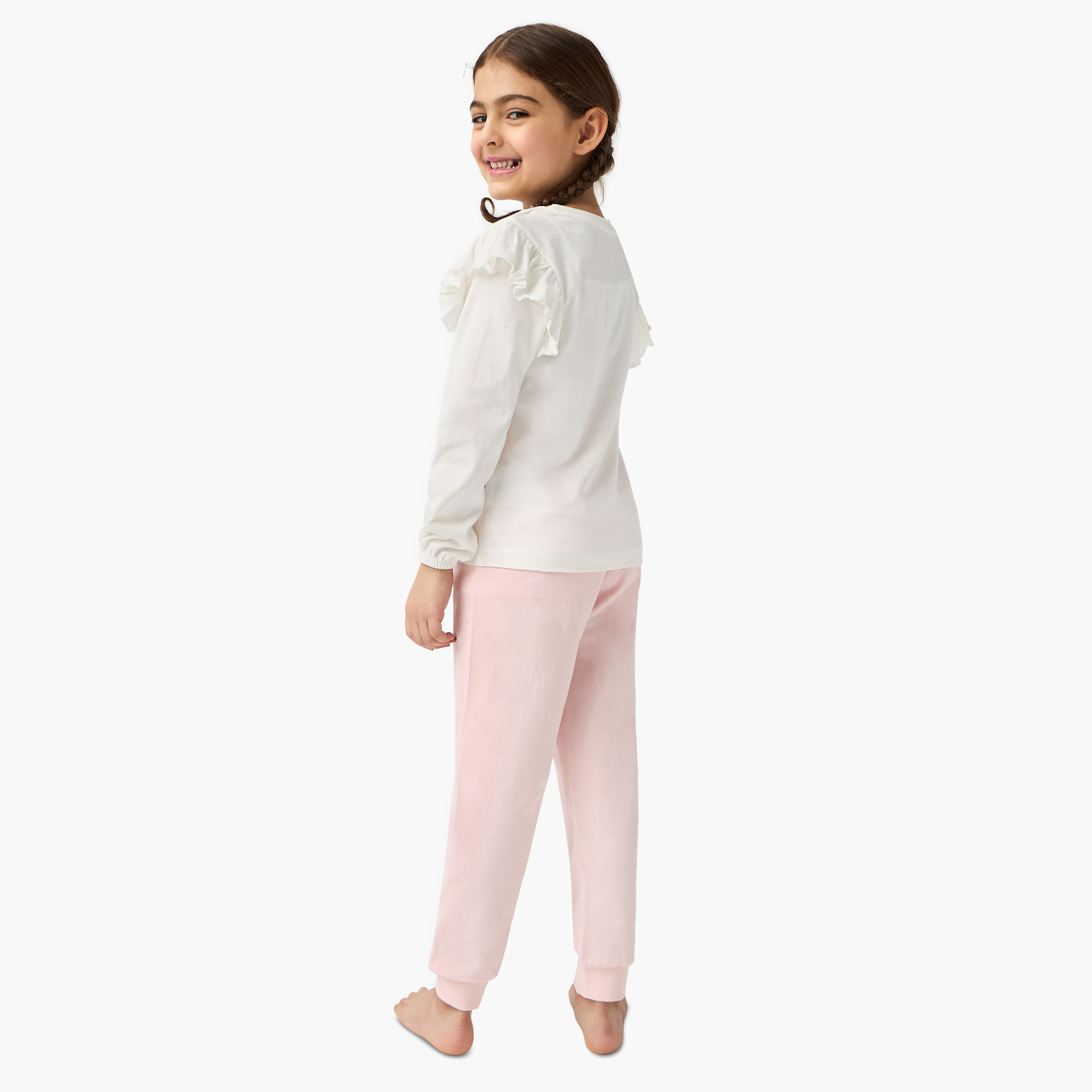 Barbie Print T-shirt and Pyjama Set-baby-girls-clothing-nightwear-pyjamasets-image-4