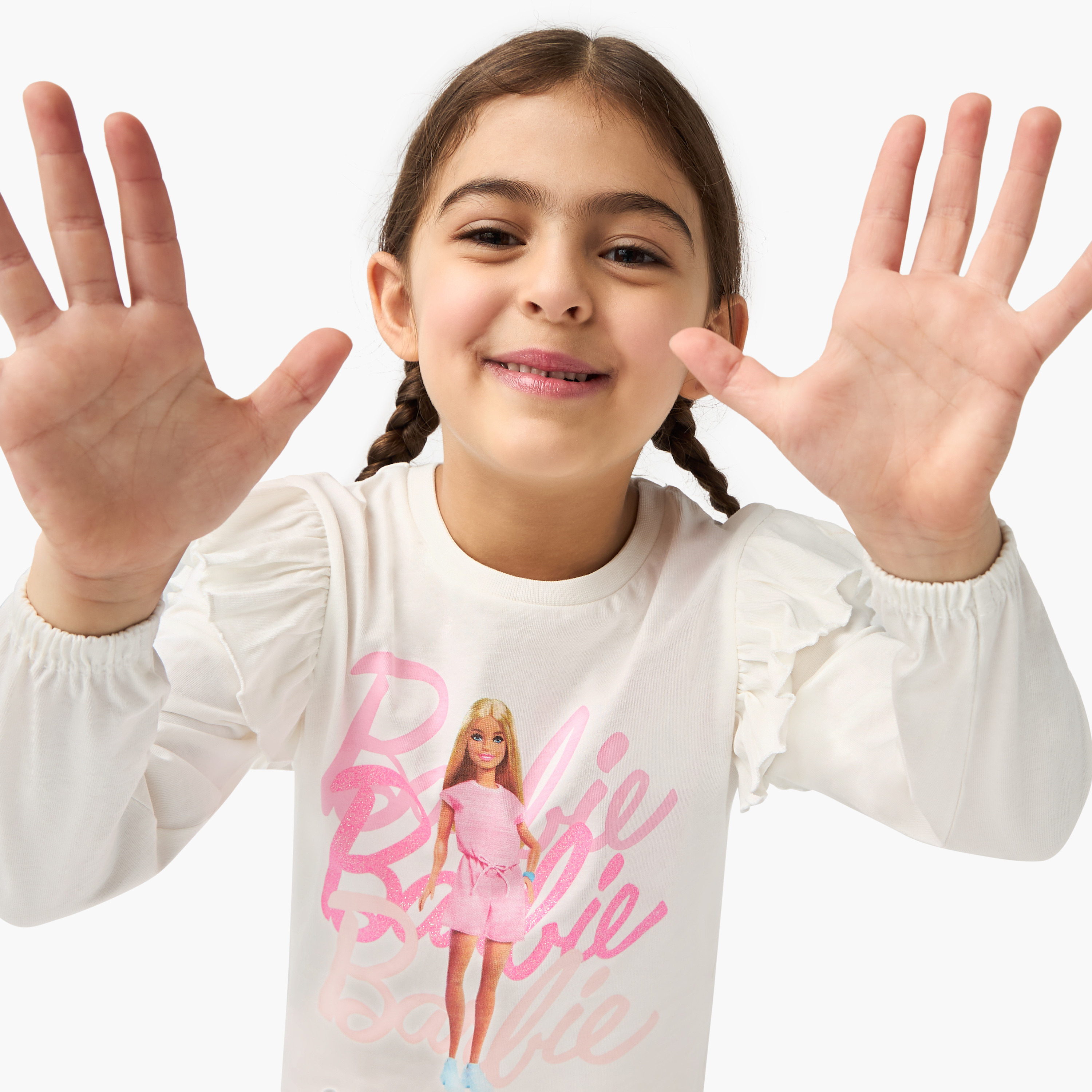 Barbie Print T-shirt and Pyjama Set-baby-girls-clothing-nightwear-pyjamasets-image-5