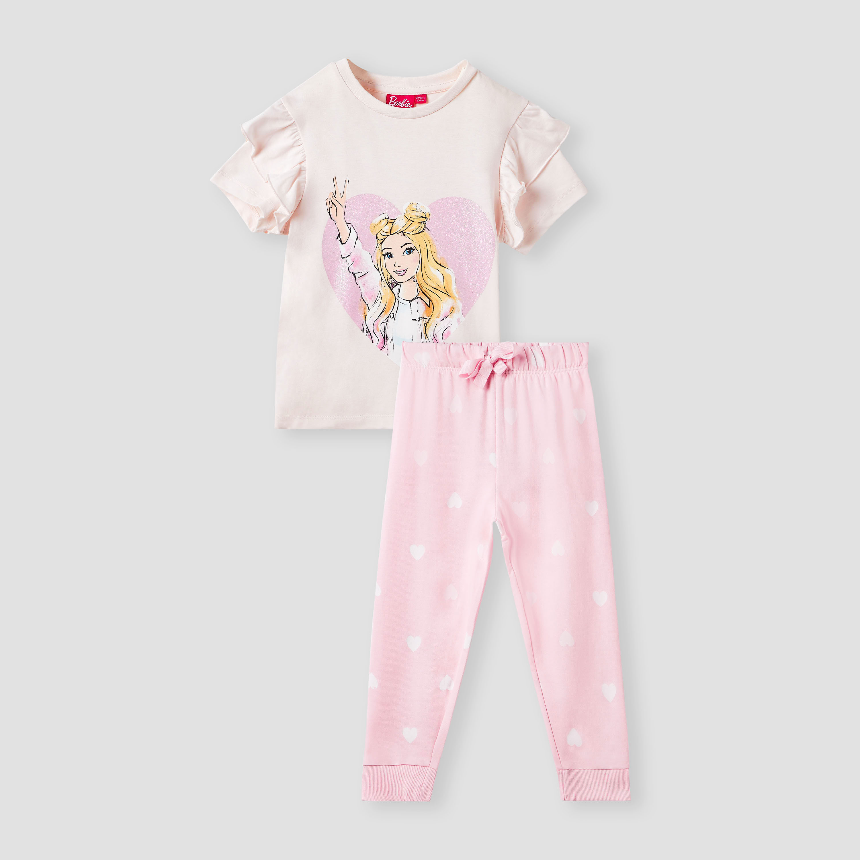 Barbie Print Top and Pyjama Set-baby-girls-clothing-nightwear-pyjamasets-image-1