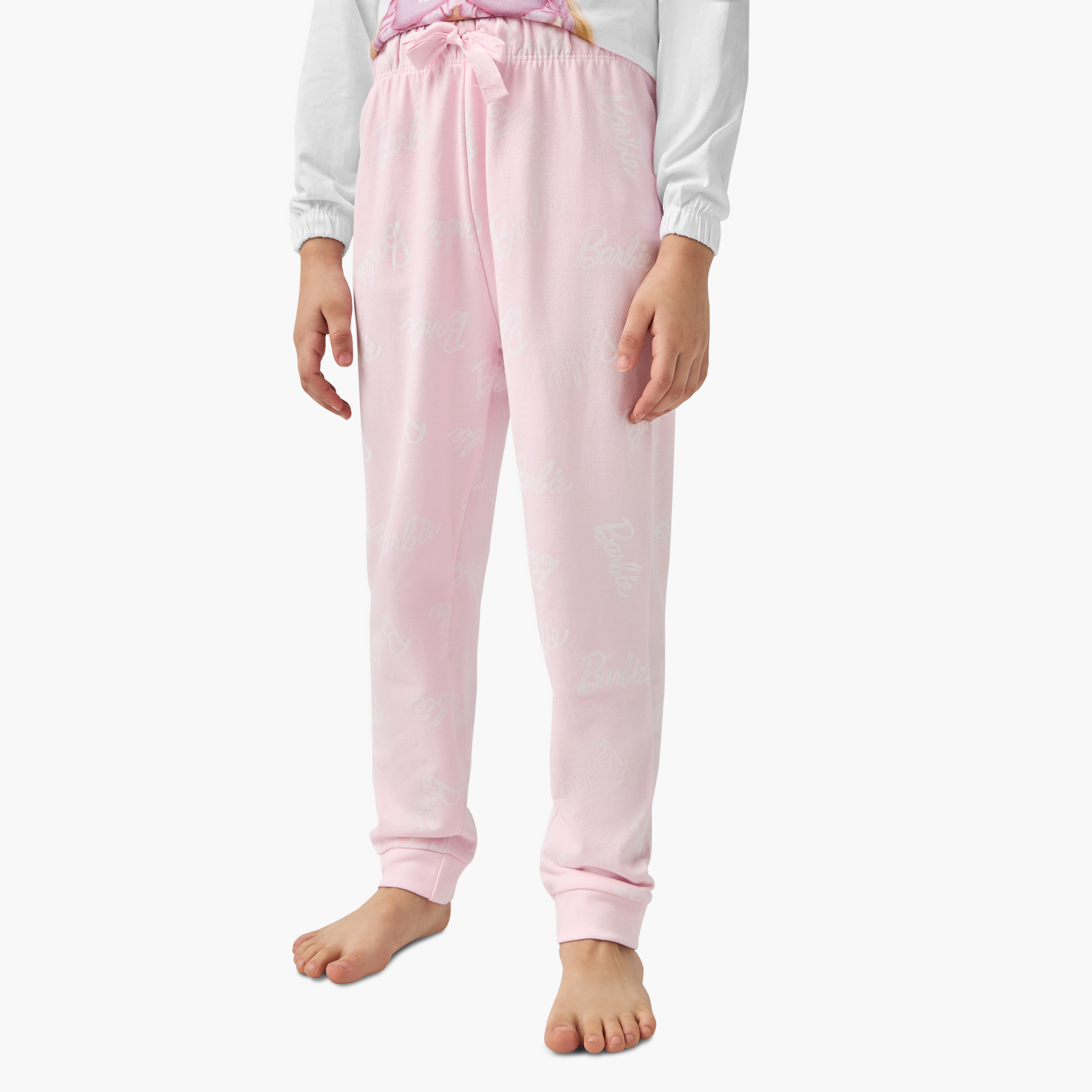 Graphic Print Long Sleeves T-shirt and Solid Pyjama Set-baby-girls-clothing-nightwear-pyjamasets-image-3