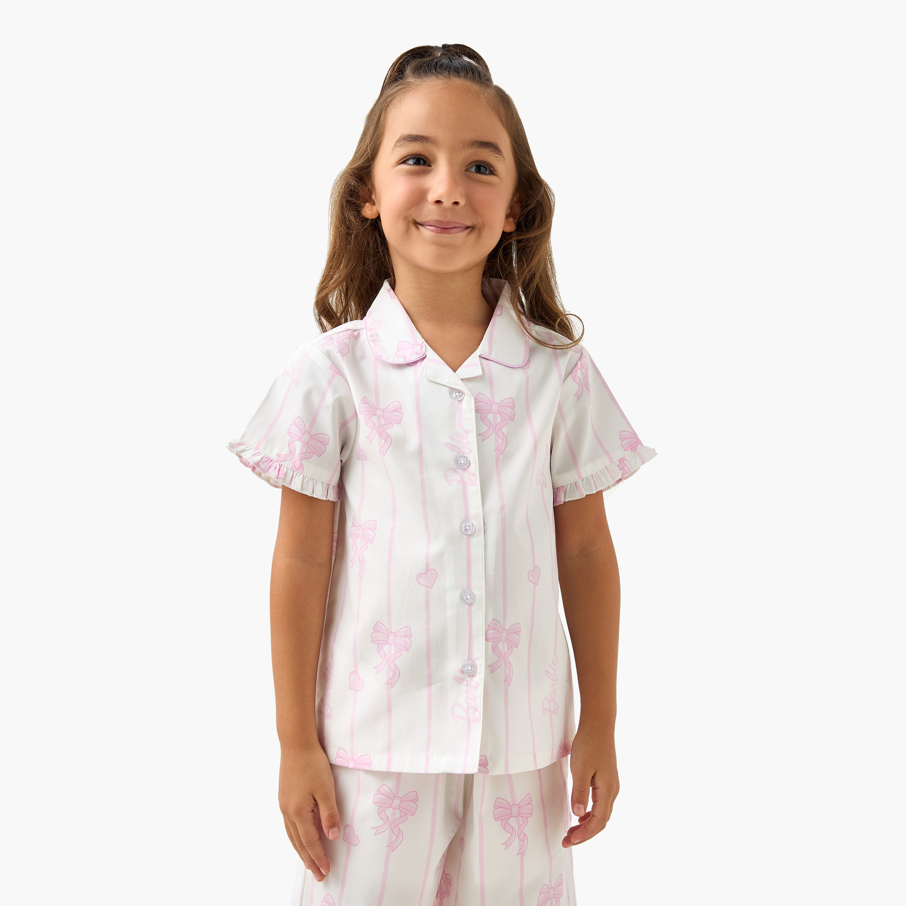 Barbie Print Shirt and Shorts Set-baby-girls-clothing-nightwear-pyjamasets-image-2