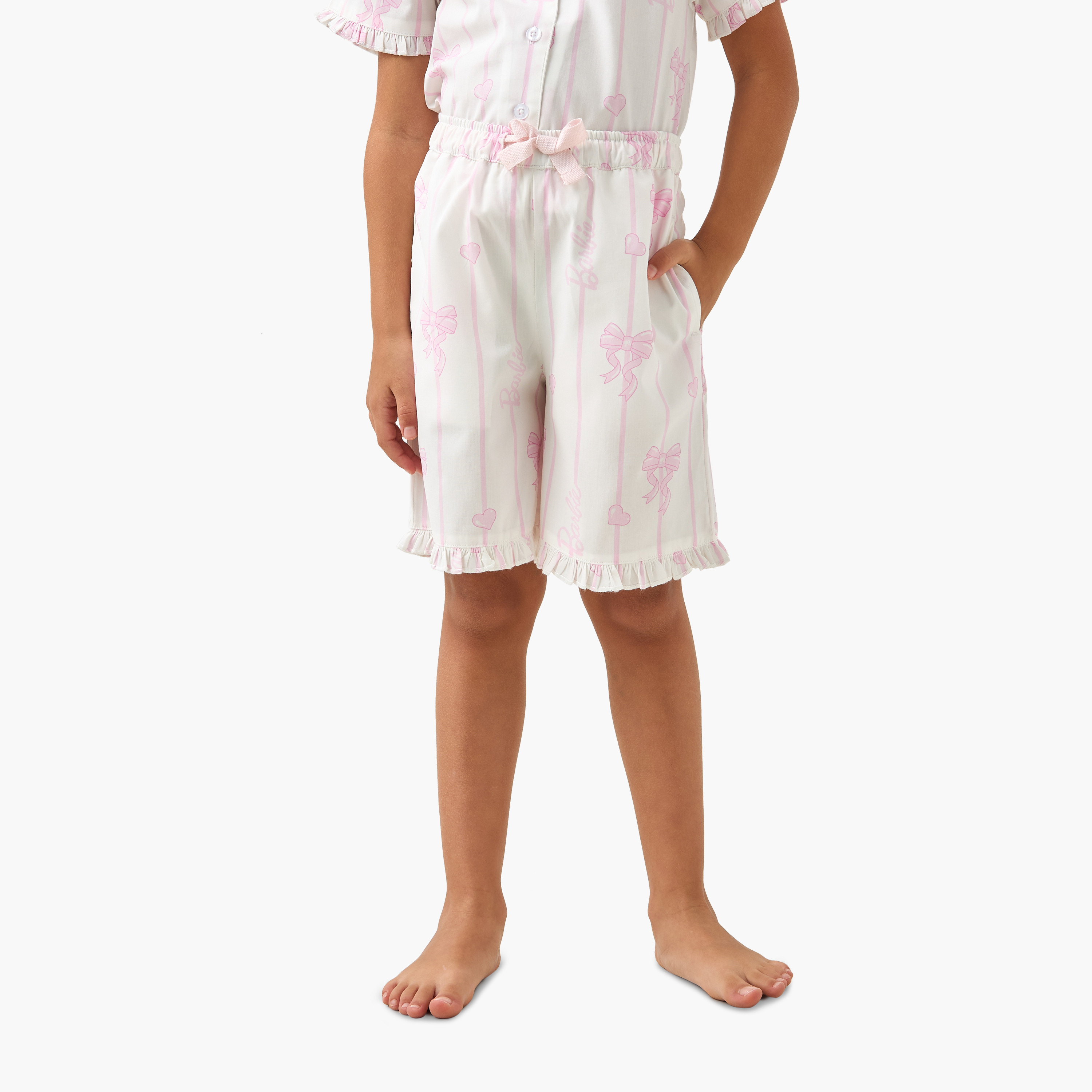 Barbie Print Shirt and Shorts Set-baby-girls-clothing-nightwear-pyjamasets-image-3