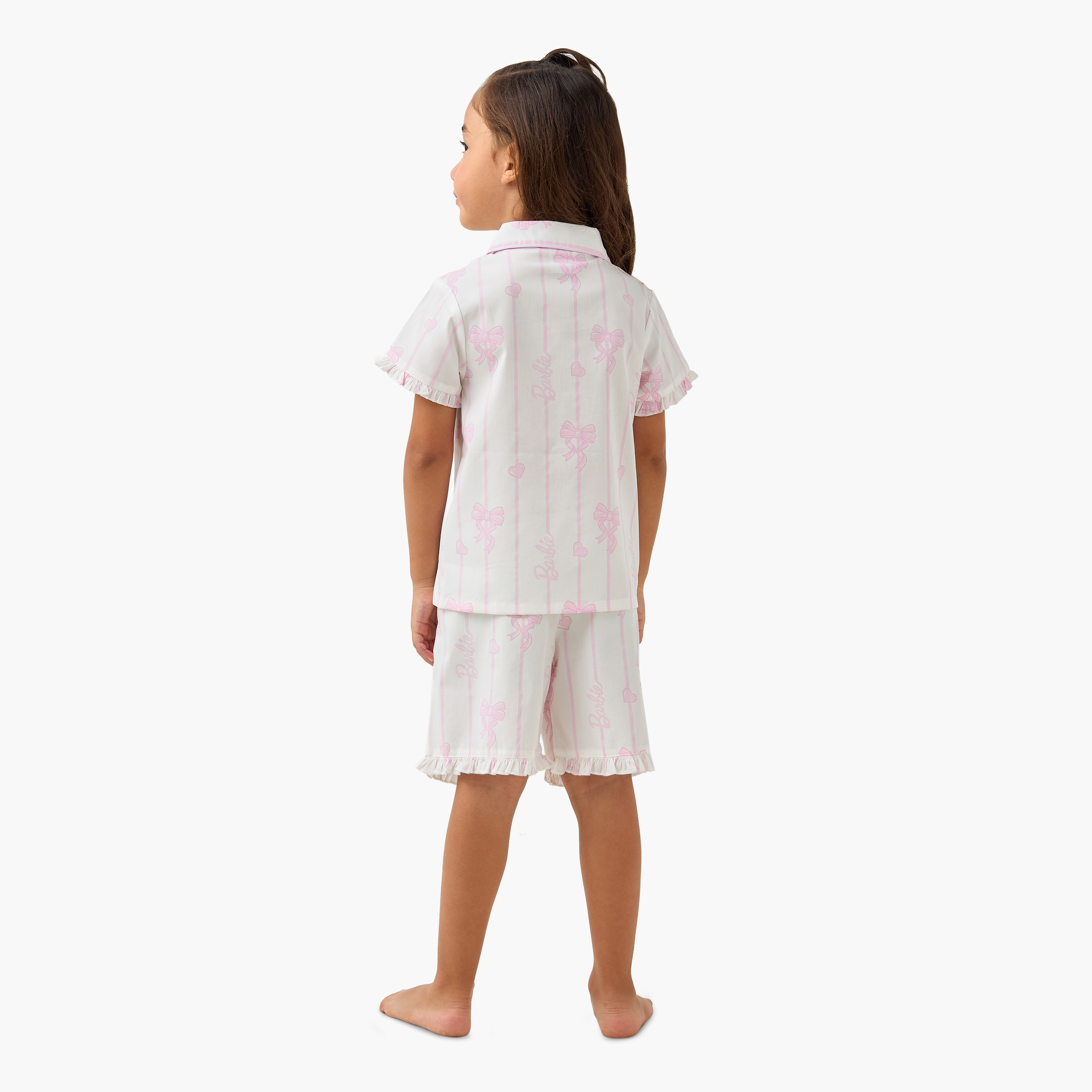Barbie Print Shirt and Shorts Set-baby-girls-clothing-nightwear-pyjamasets-image-4