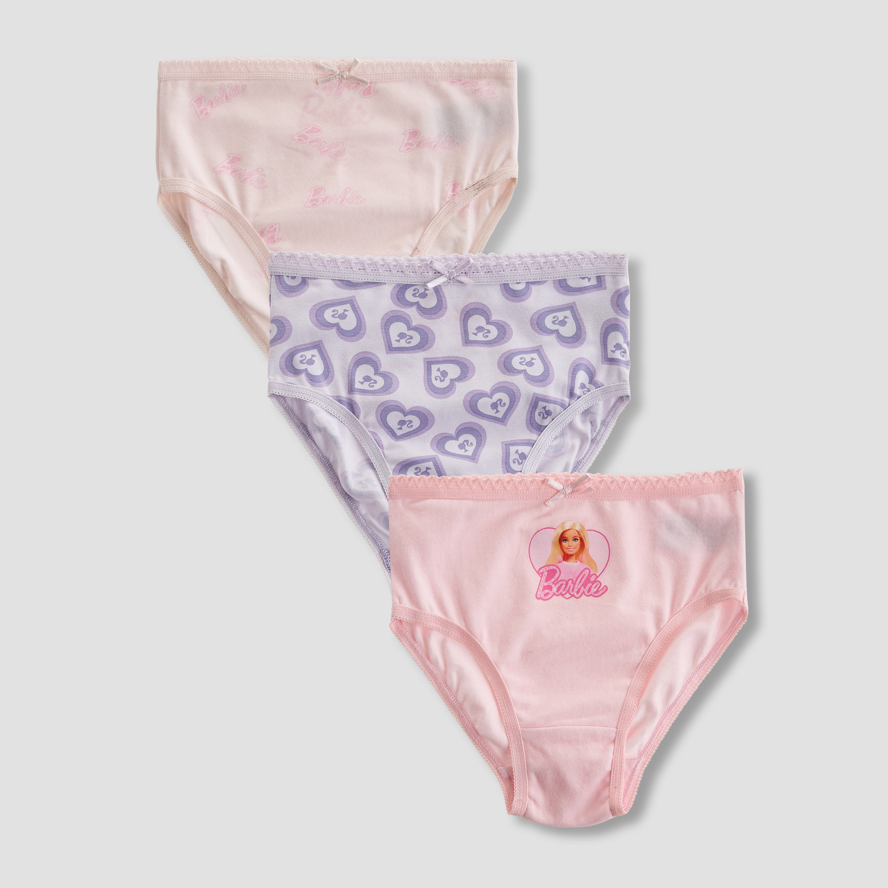 Pack of 3 Cotton Briefs with Barbie Print-baby-girls-clothing-innerwear-image-1