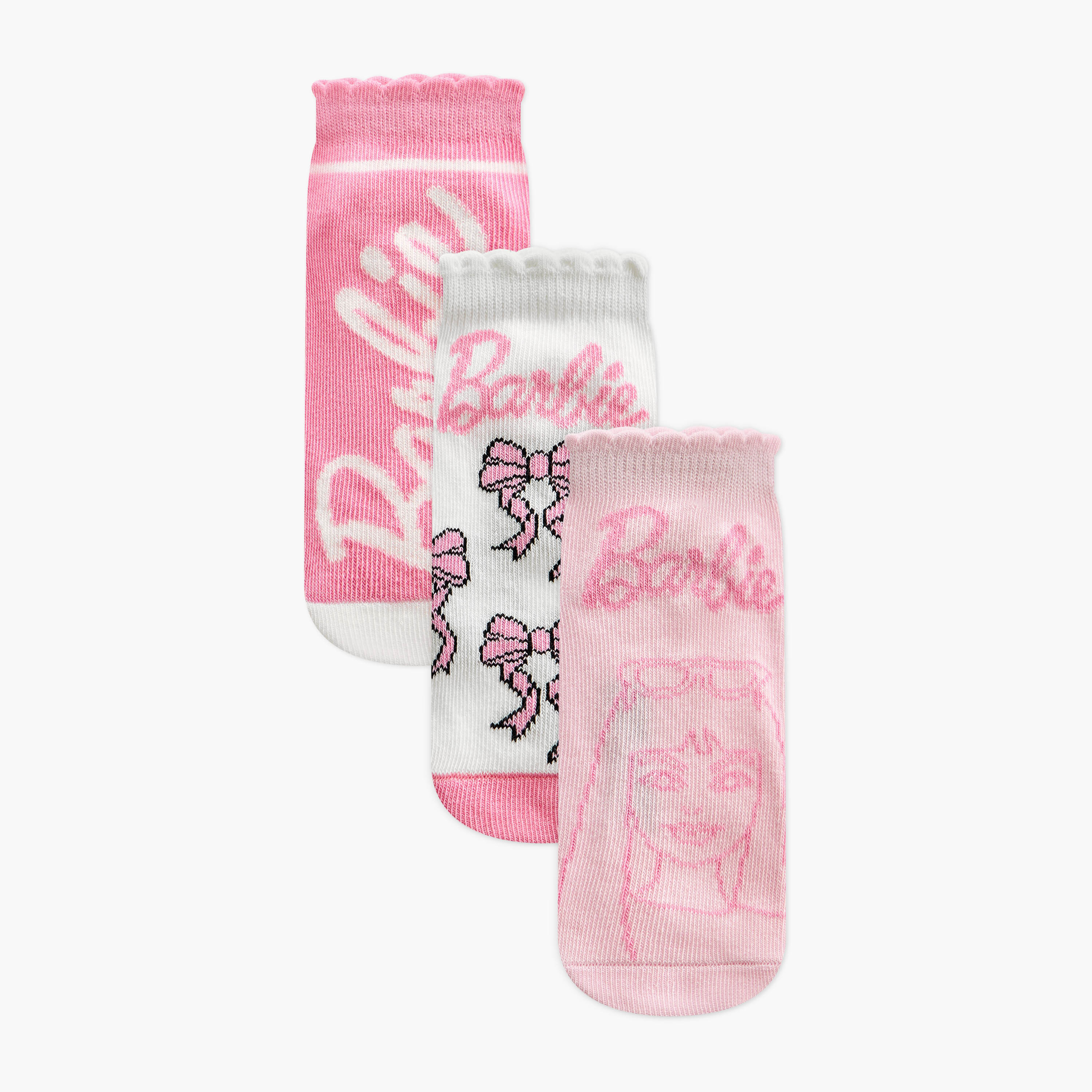 Barbie Print Socks - Set of 3-baby-girls-accessories-socks-image-1