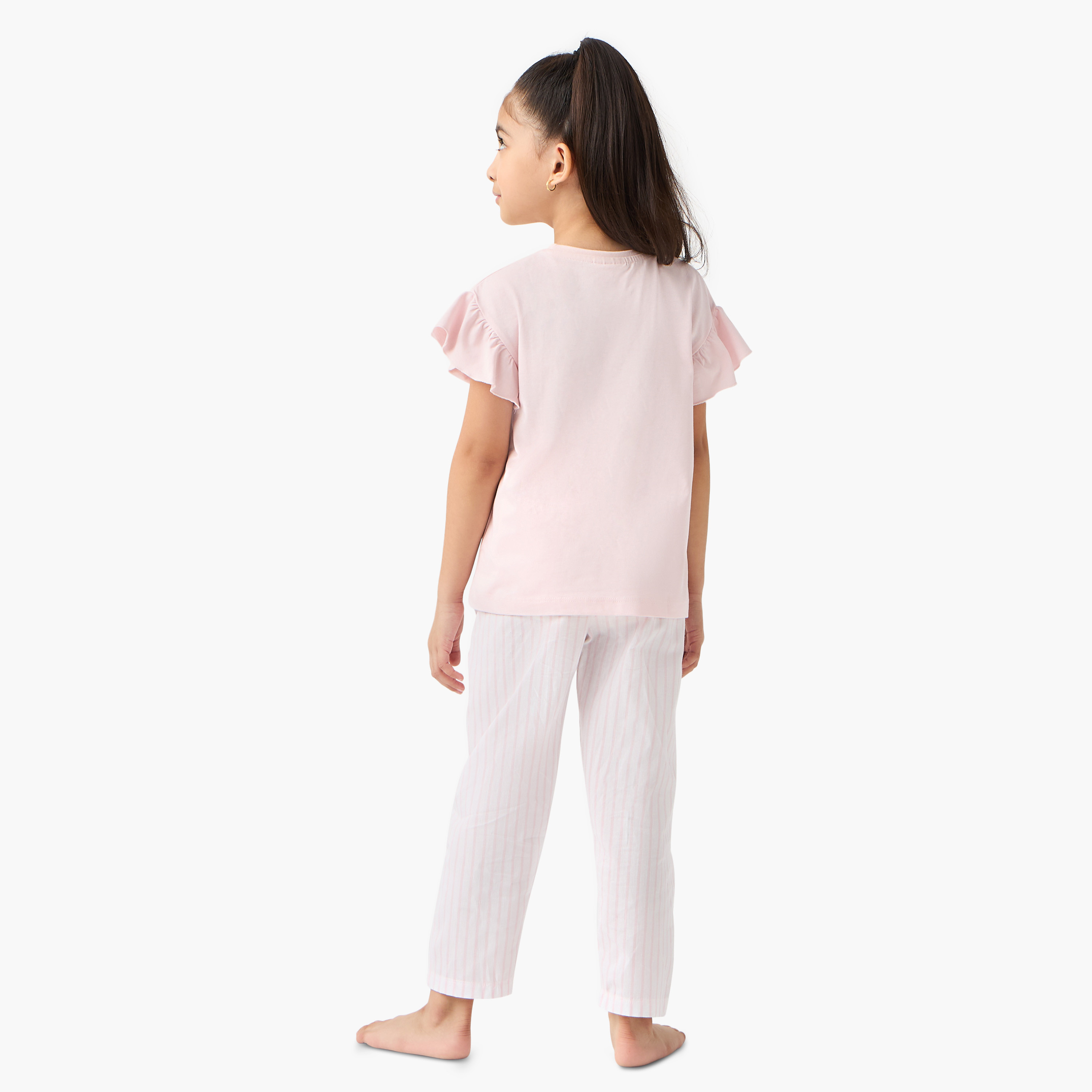 Disney Rapunzel Print T-shirt and Pyjama Set-baby-girls-clothing-nightwear-pyjamasets-image-4