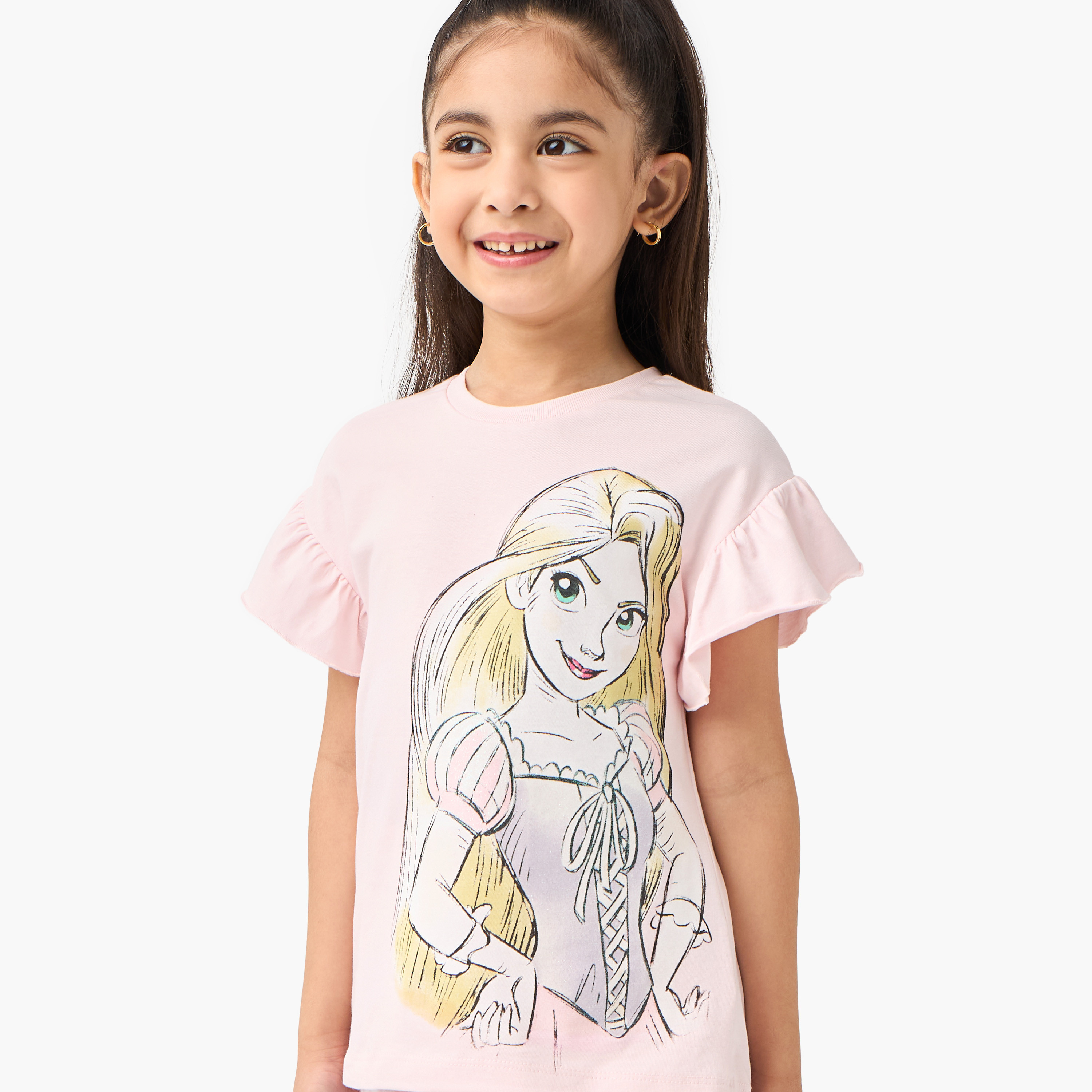 Disney Rapunzel Print T-shirt and Pyjama Set-baby-girls-clothing-nightwear-pyjamasets-image-5