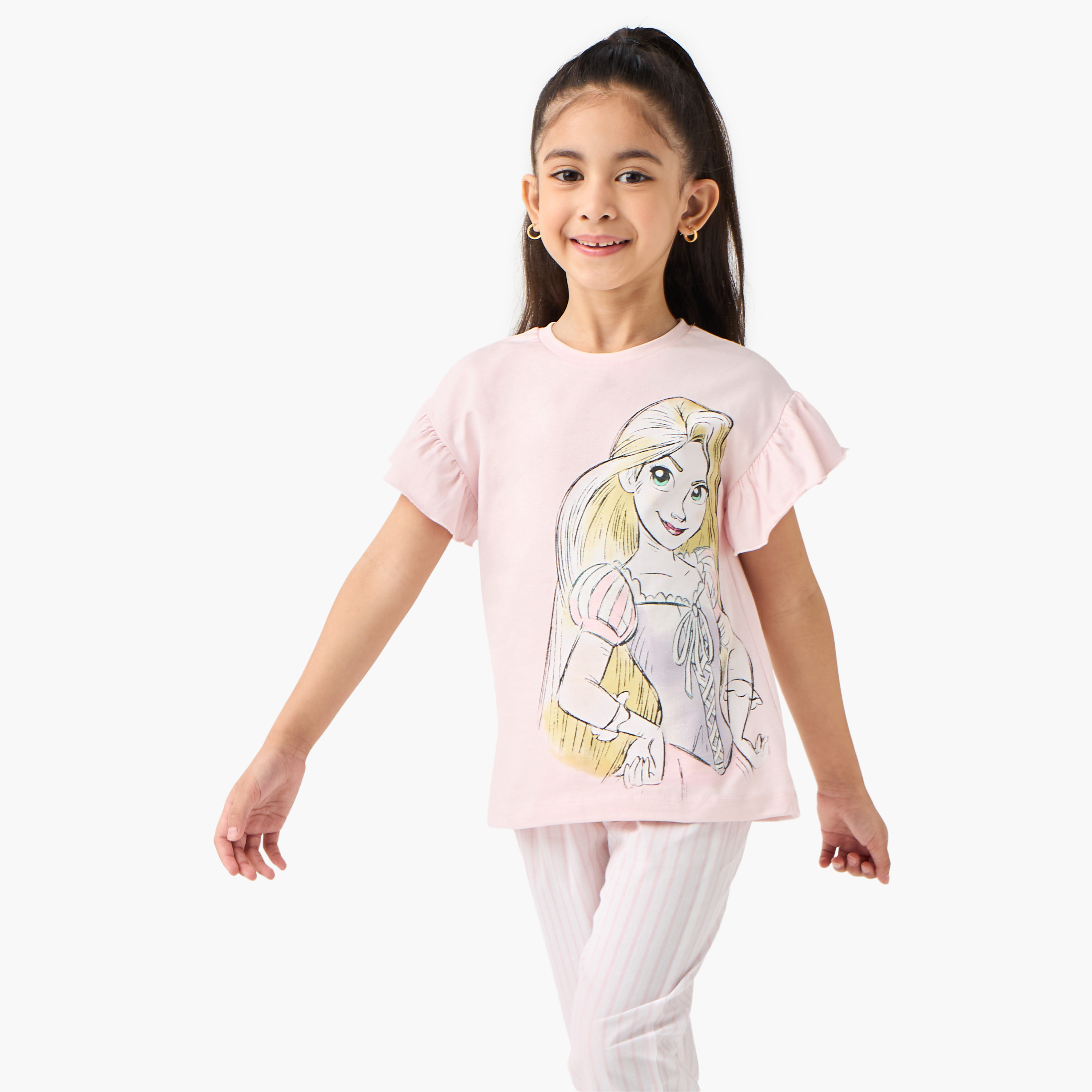 Disney Rapunzel Print T-shirt and Pyjama Set-baby-girls-clothing-nightwear-pyjamasets-image-6