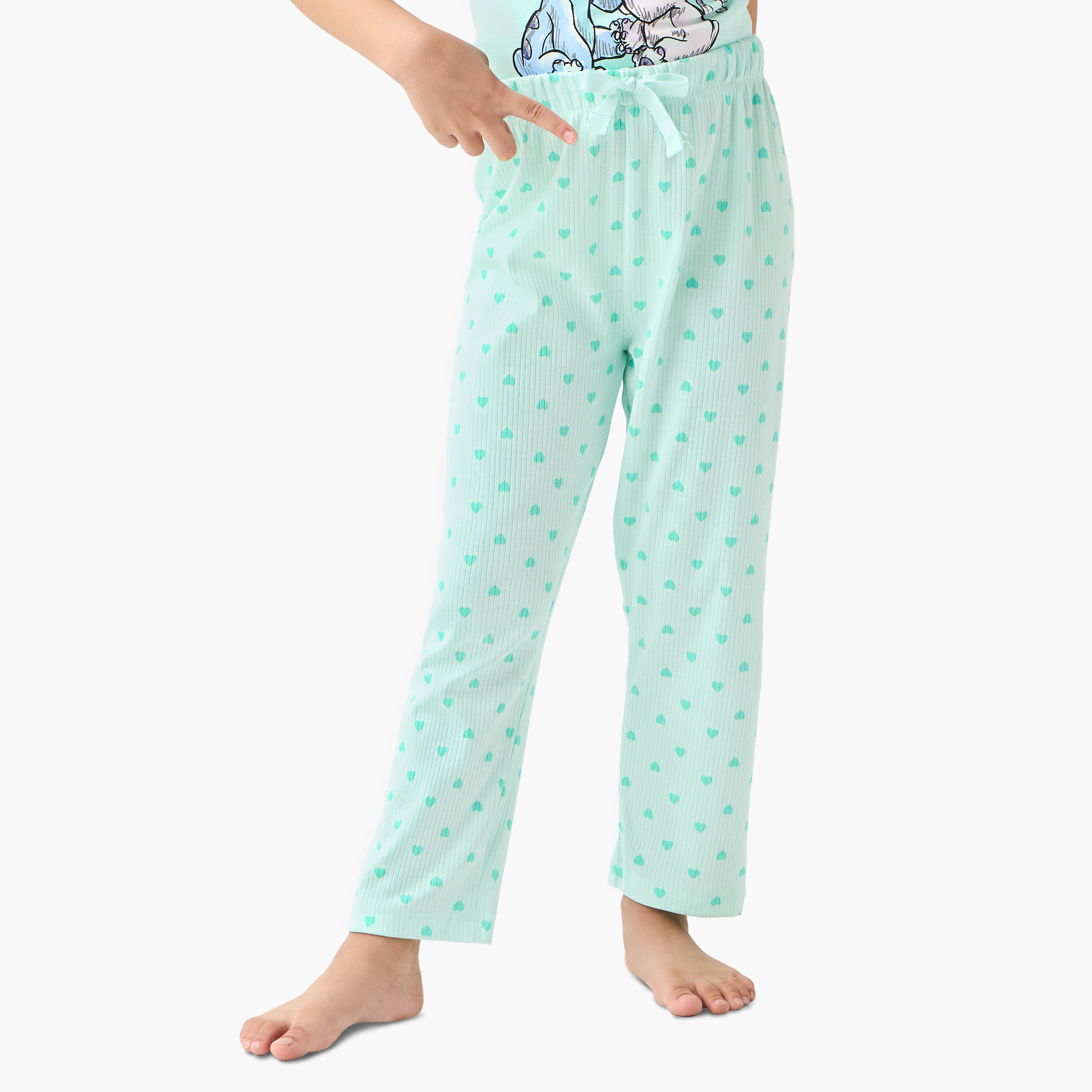 Disney Stitch and Angel Print T-shirt and Pyjama Set-girls-clothing-nightwear-image-3