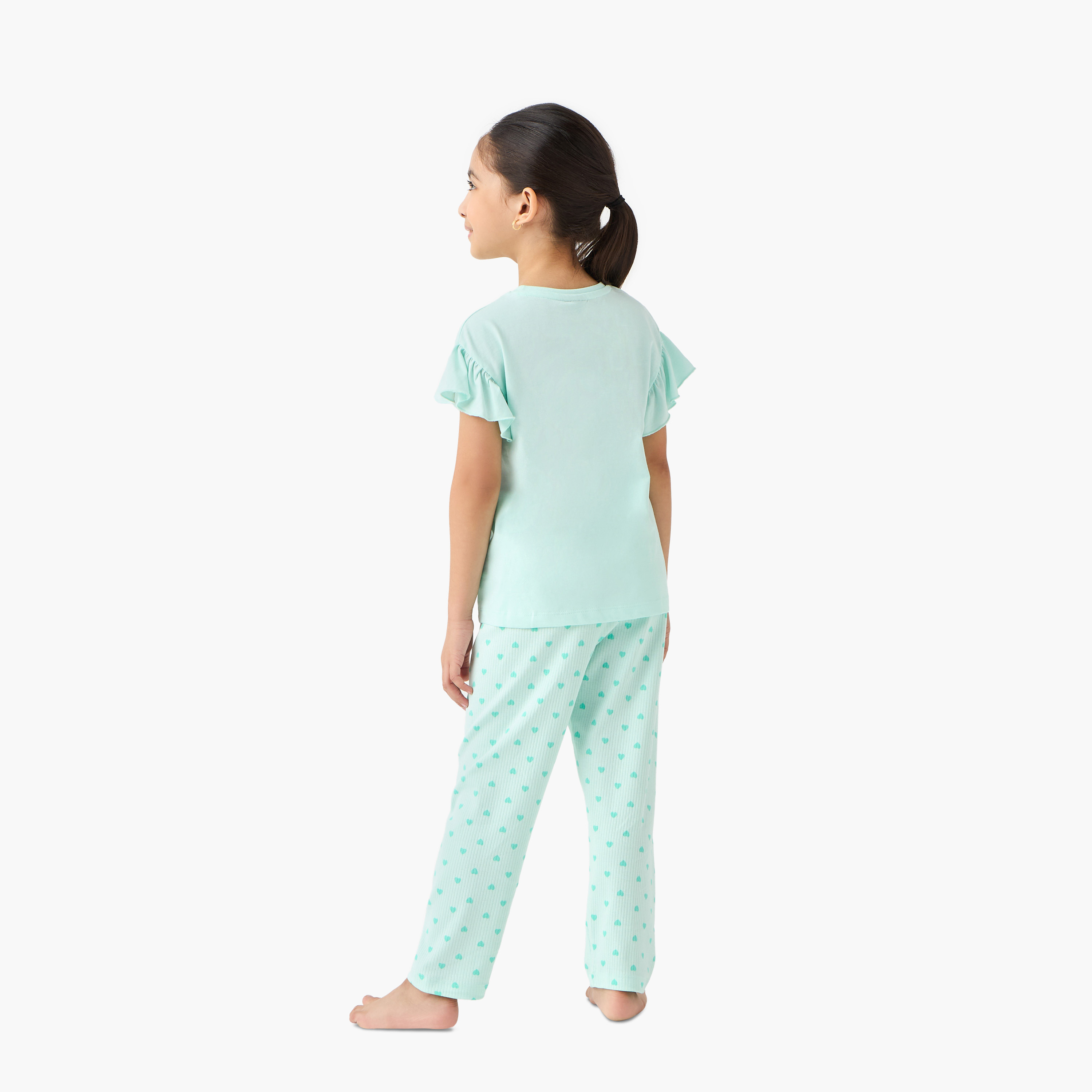 Disney Stitch and Angel Print T-shirt and Pyjama Set-girls-clothing-nightwear-image-4