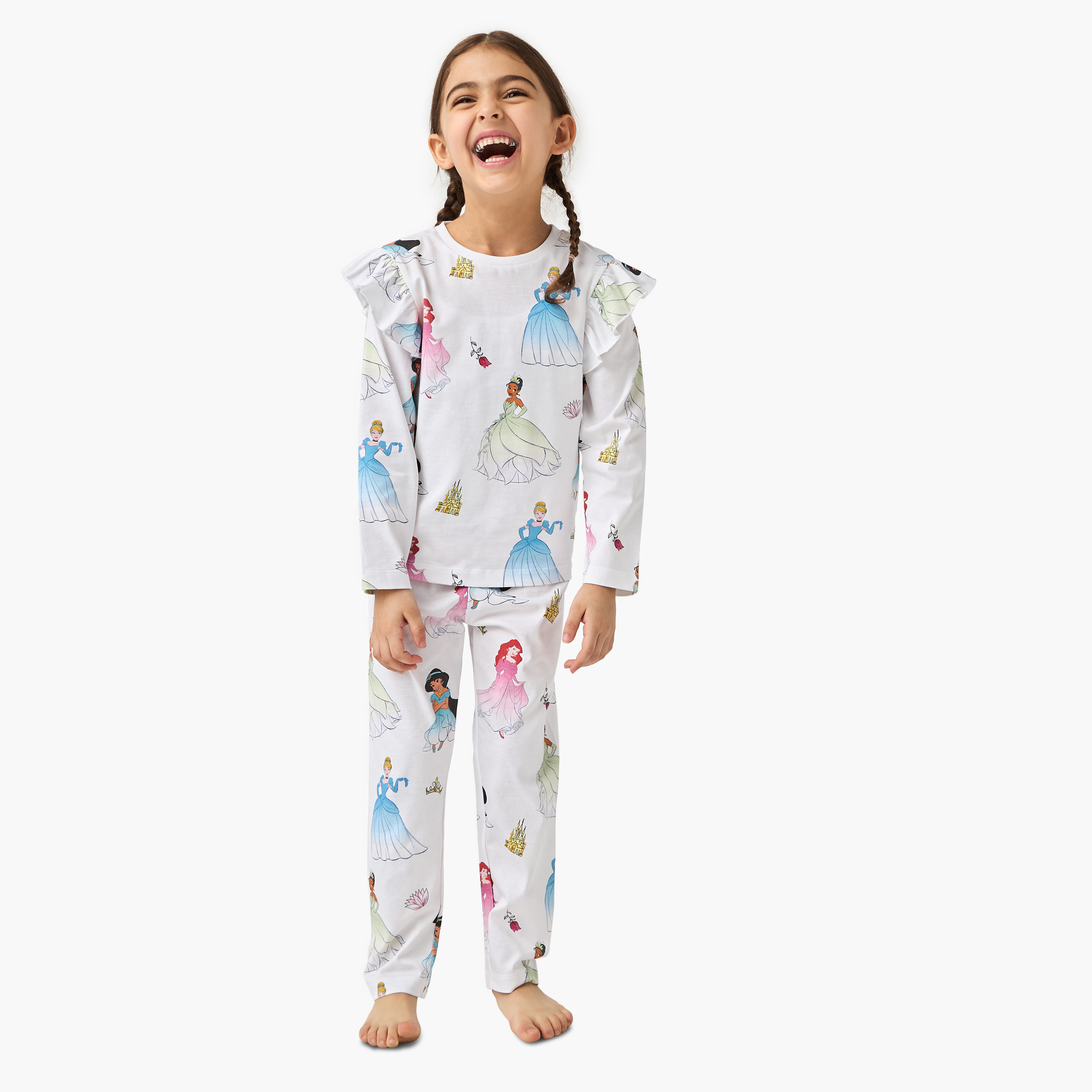 طقم بنطلون بيجاما وتيشيرت بطبعات برنسيس من ديزني-girls-clothing-nightwear-image-1