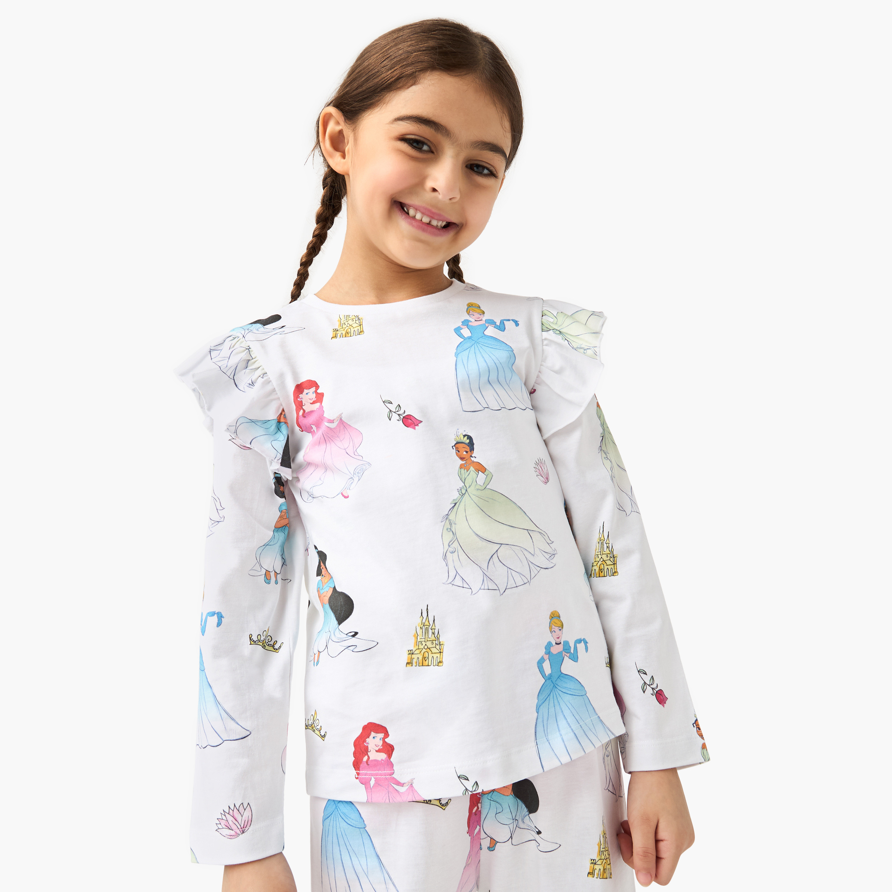 طقم بنطلون بيجاما وتيشيرت بطبعات برنسيس من ديزني-girls-clothing-nightwear-image-2