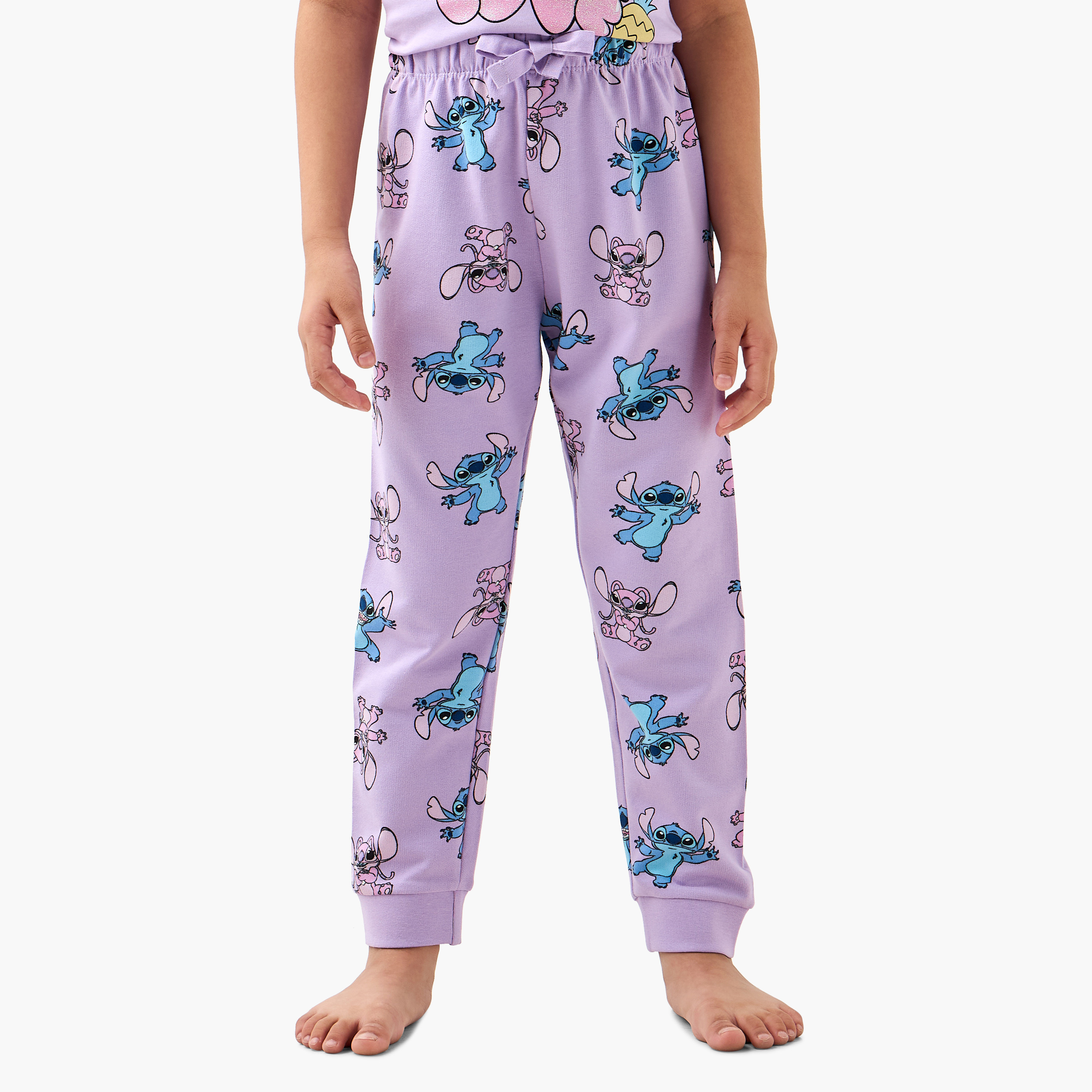 Disney Angel and Stitch Print T-shirt and Pyjama Set-baby-girls-clothing-nightwear-pyjamasets-image-3