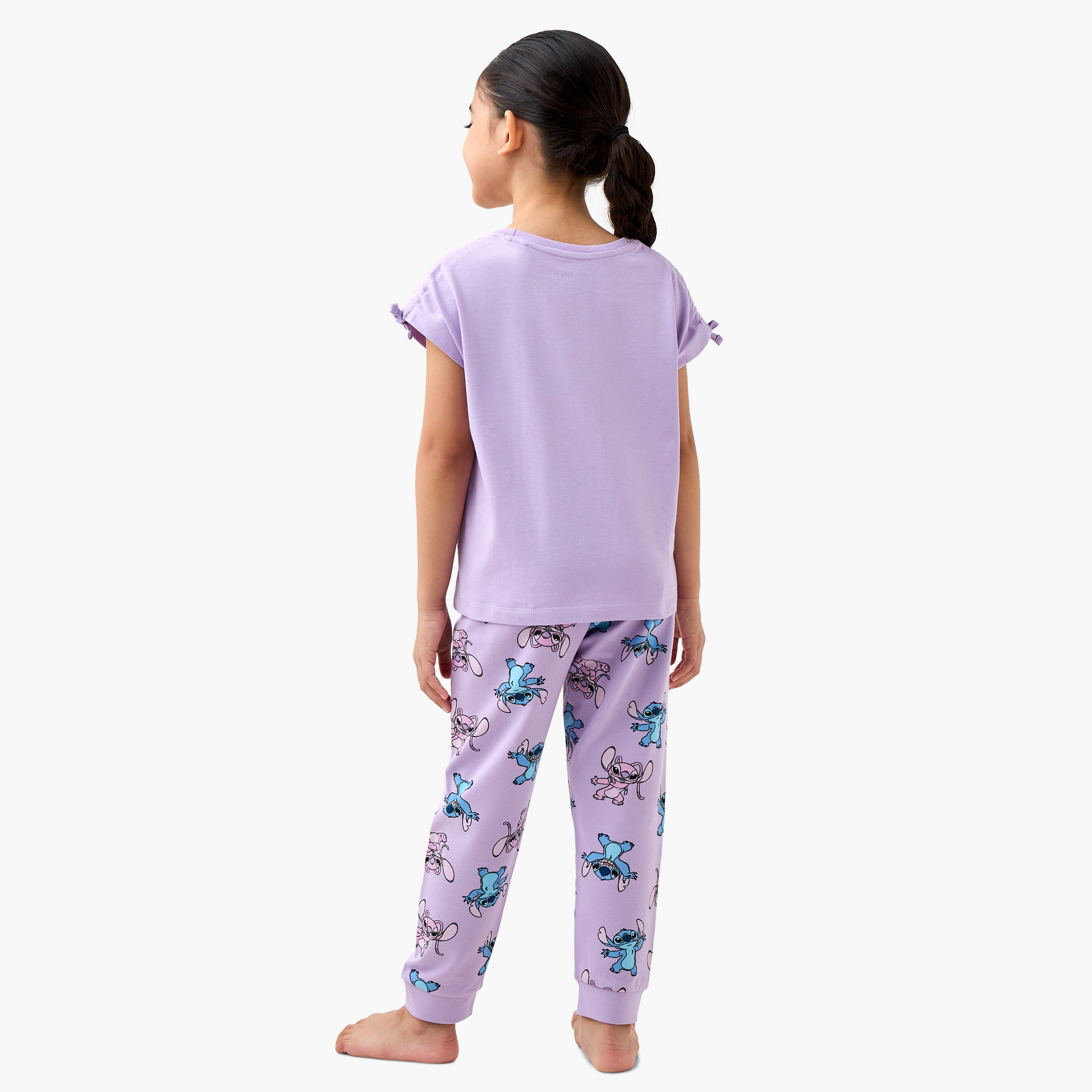 Disney Angel and Stitch Print T-shirt and Pyjama Set-baby-girls-clothing-nightwear-pyjamasets-image-4