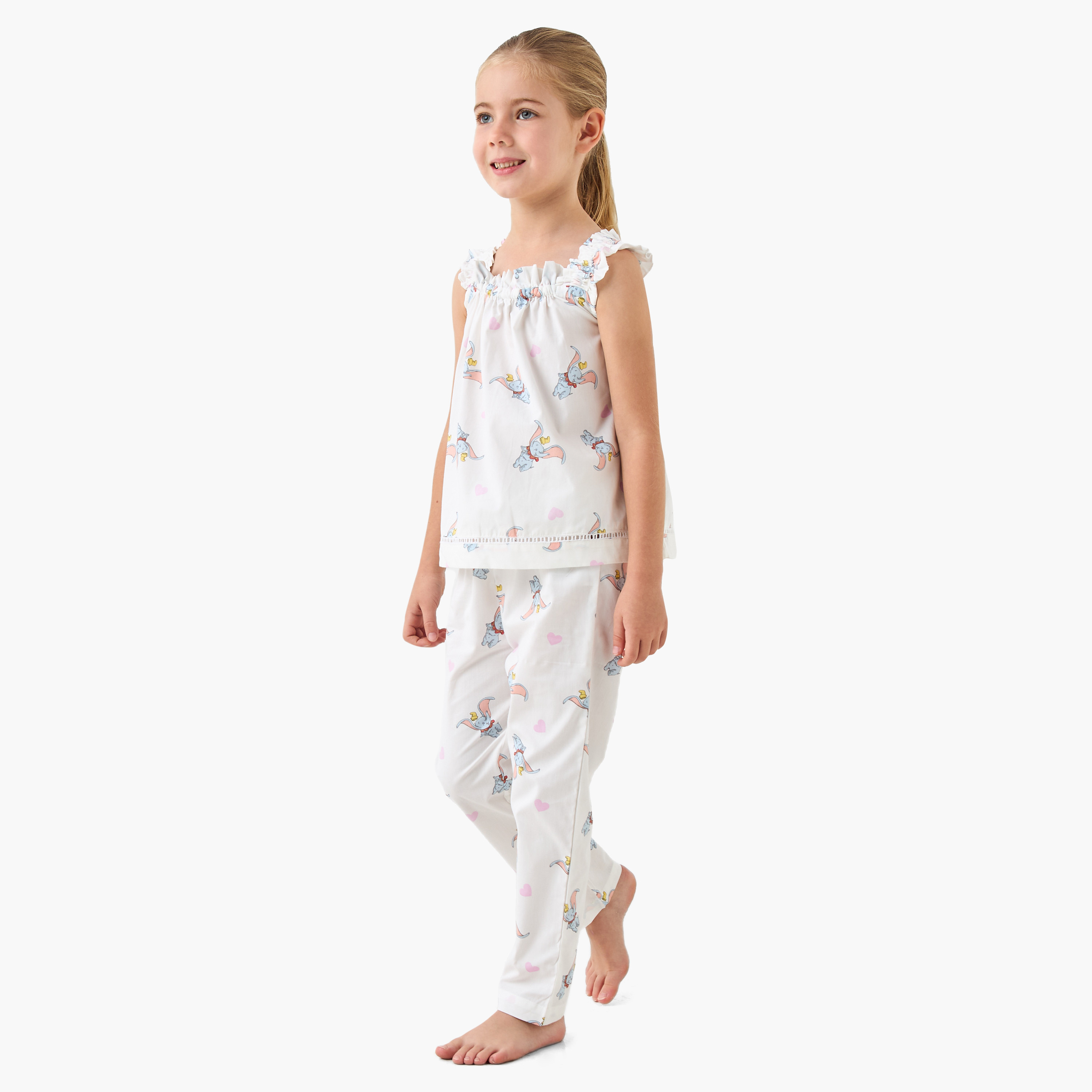 Disney Dumbo Print Top and Pyjama Set-baby-girls-clothing-nightwear-pyjamasets-image-1