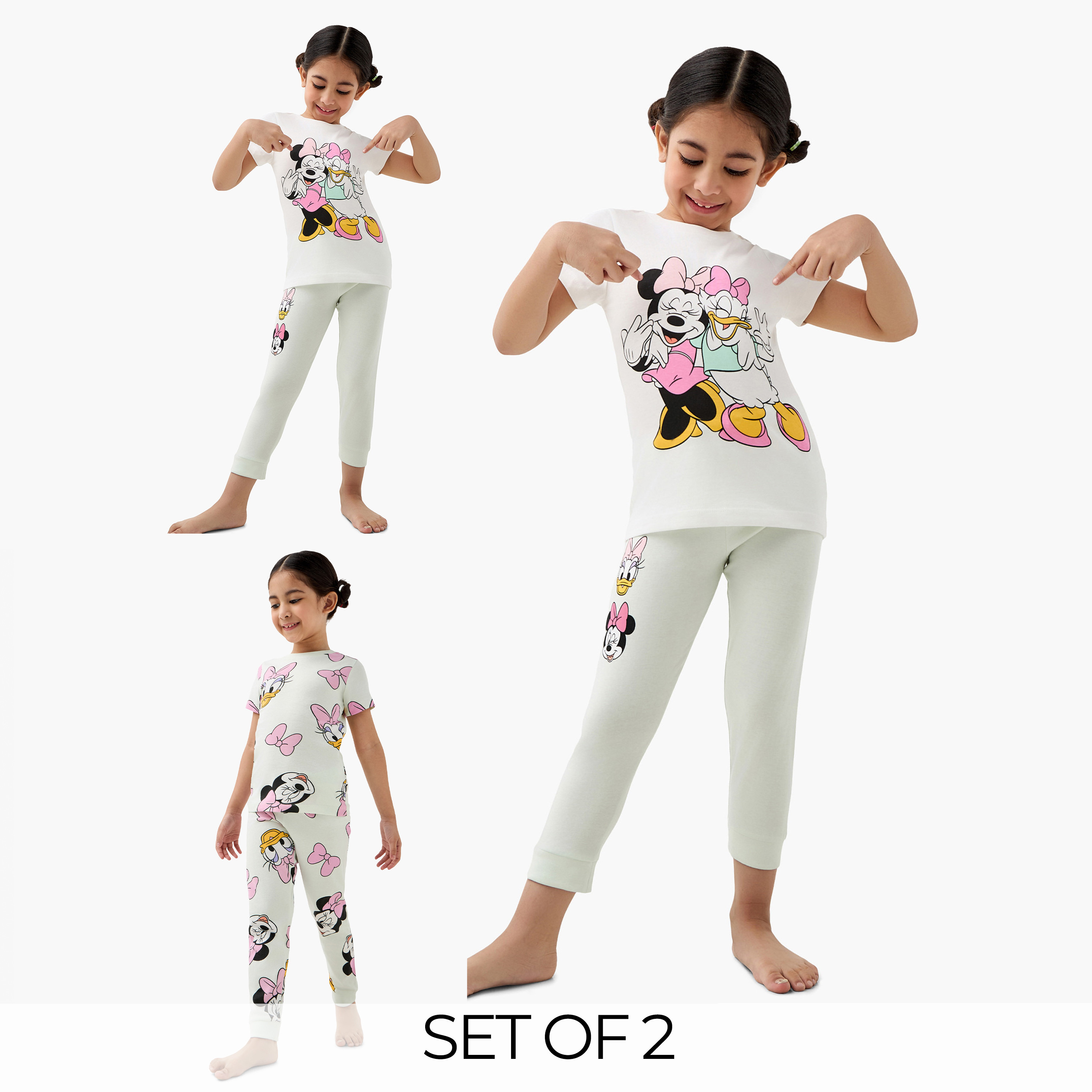 Disney Minnie Mouse and Daisy Duck Print T-shirt and Pyjamas - Set of 2-girls-clothing-multipacks-image-1