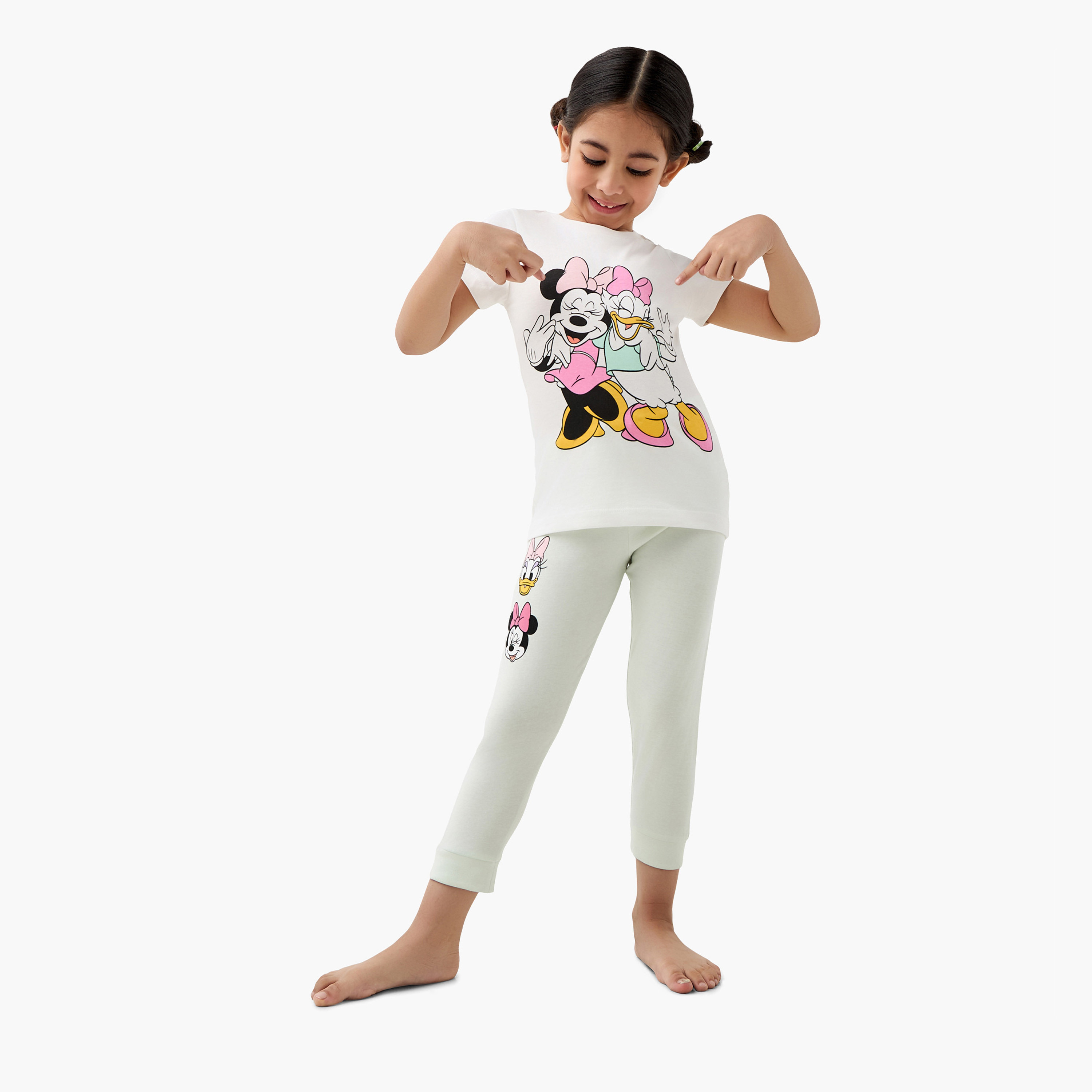 Disney Minnie Mouse and Daisy Duck Print T-shirt and Pyjamas - Set of 2-girls-clothing-multipacks-image-8