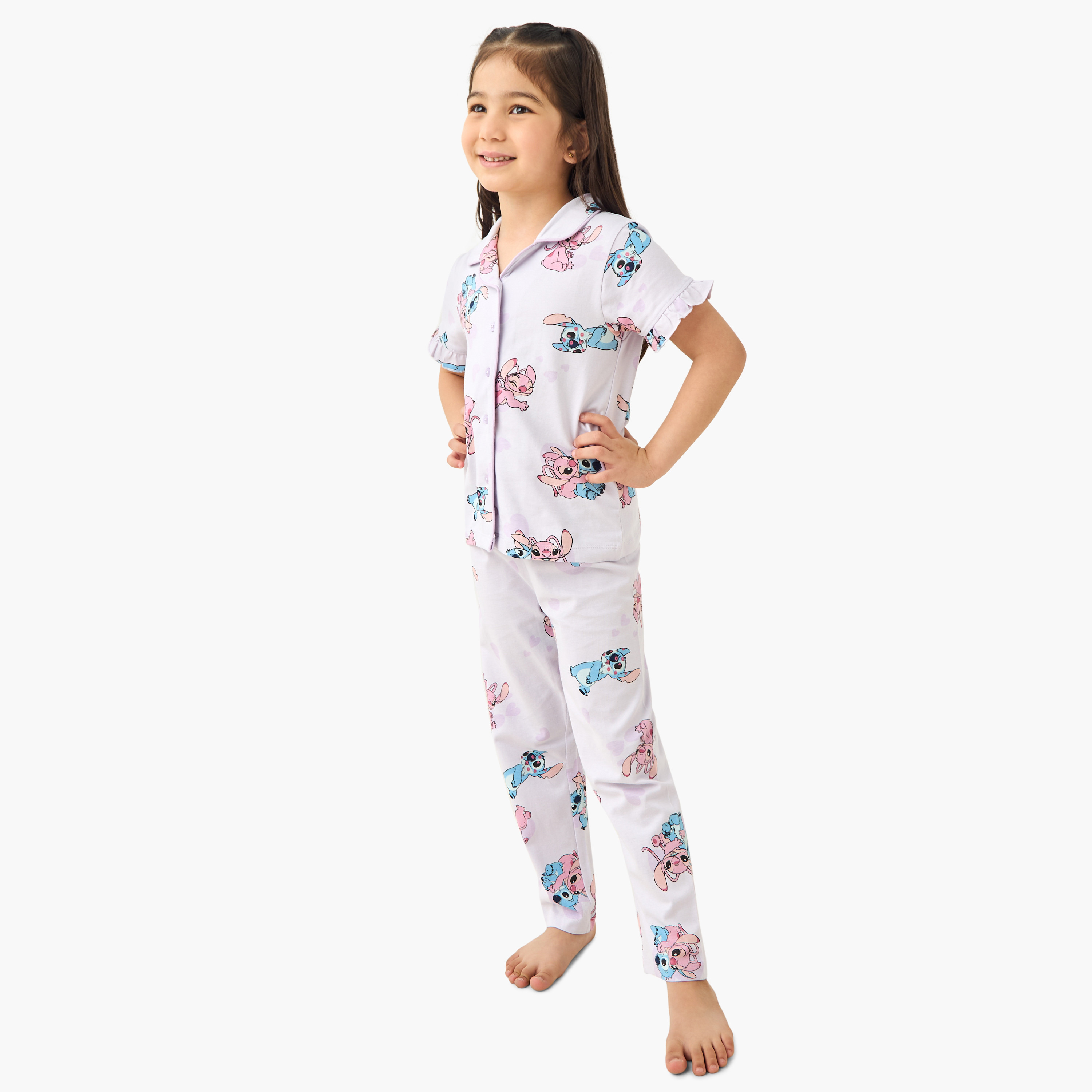 طقم بنطلون بيجاما وقميص بطبعات ستيتش وآنجل من ديزني-girls-clothing-nightwear-image-6