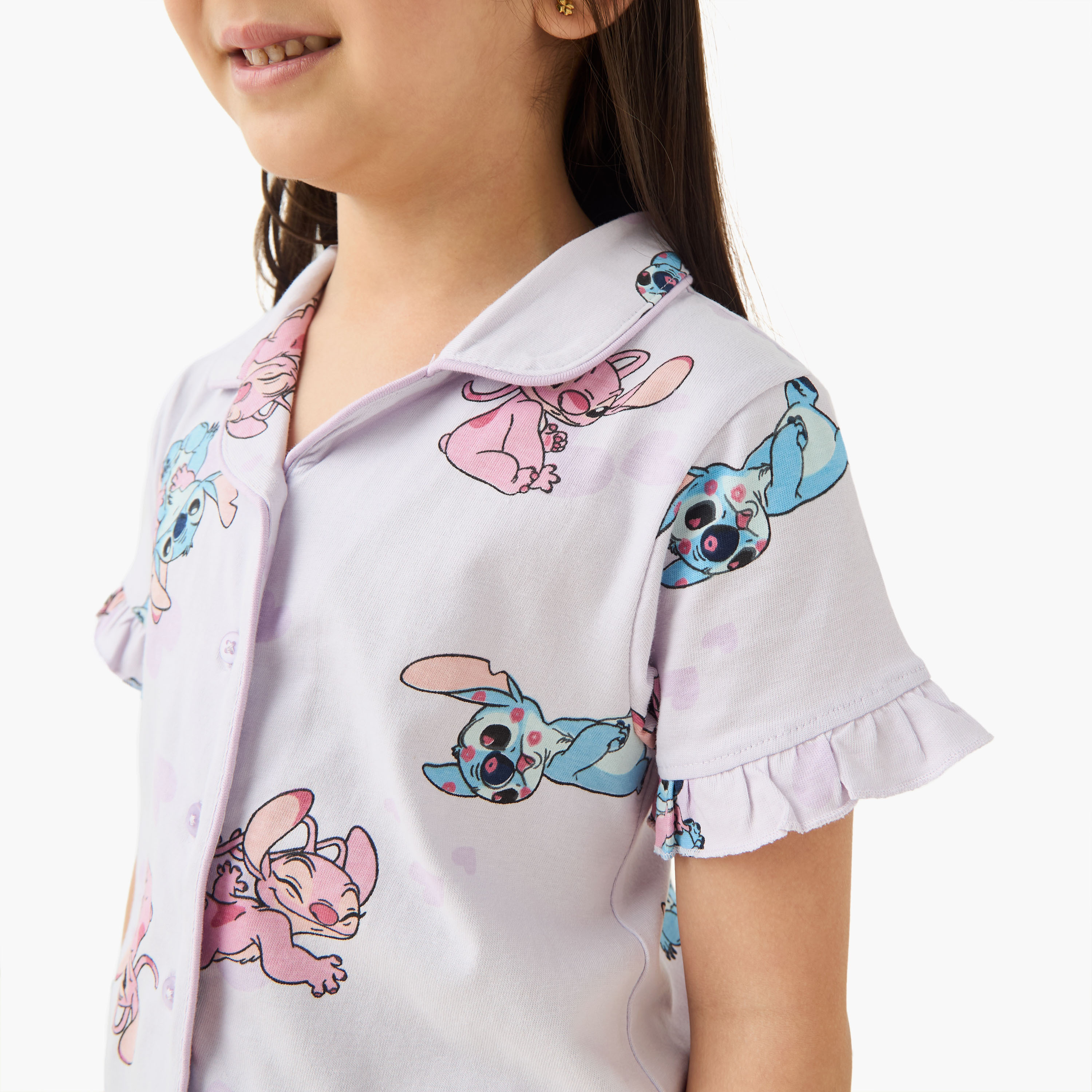 طقم بنطلون بيجاما وقميص بطبعات ستيتش وآنجل من ديزني-girls-clothing-nightwear-image-2