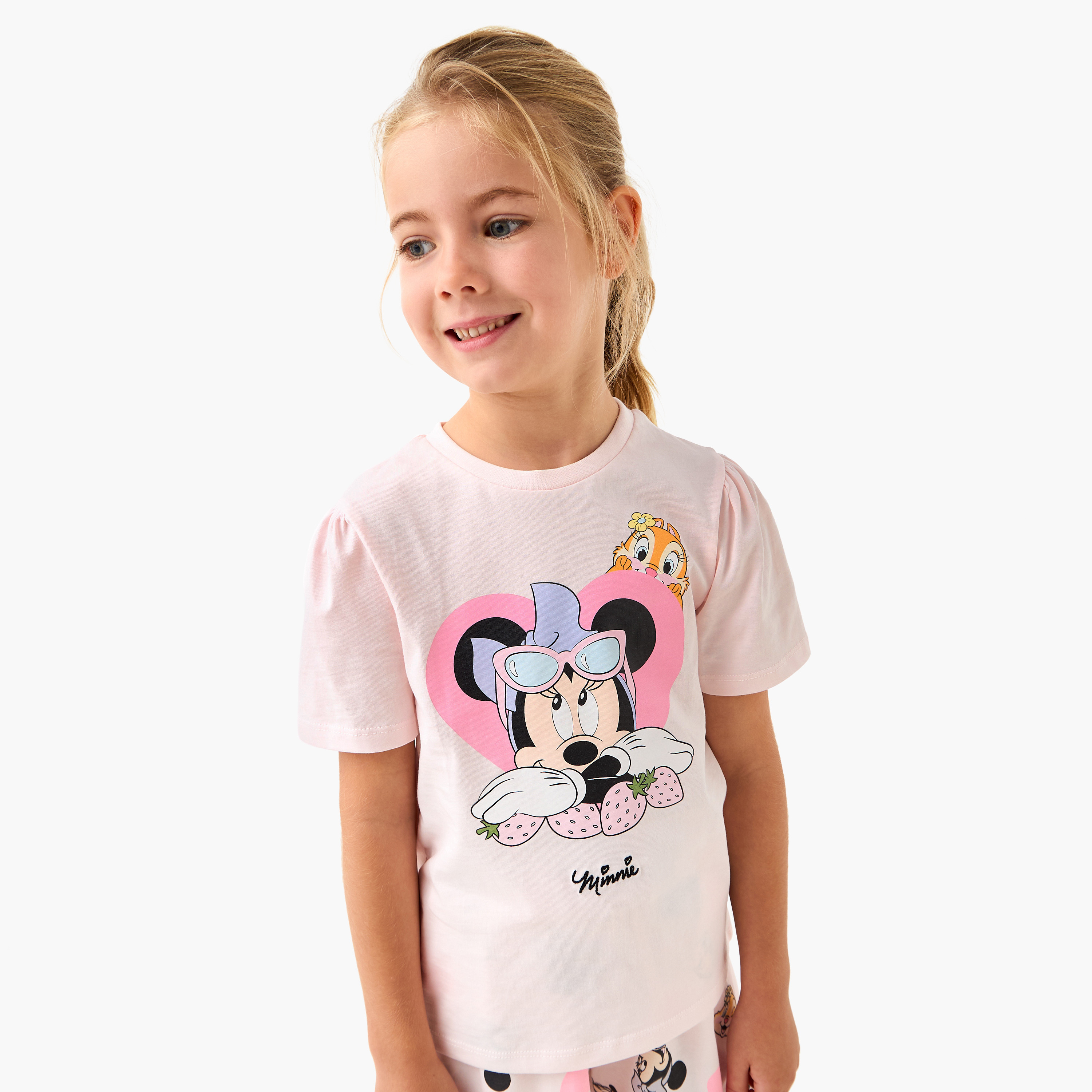 Disney Minnie Mouse Print T-shirt and Shorts Set-girls-clothing-nightwear-image-3