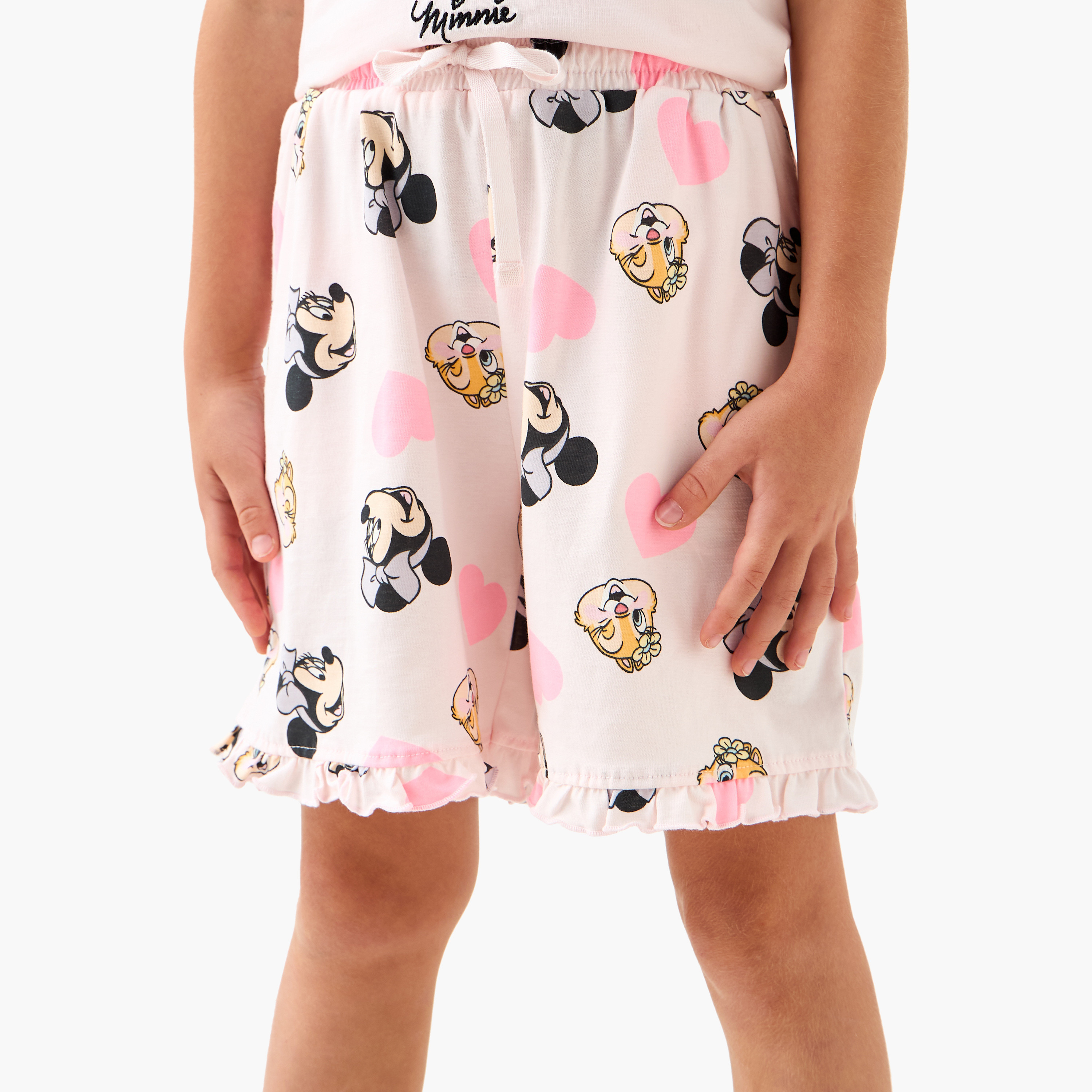Disney Minnie Mouse Print T-shirt and Shorts Set-girls-clothing-nightwear-image-4