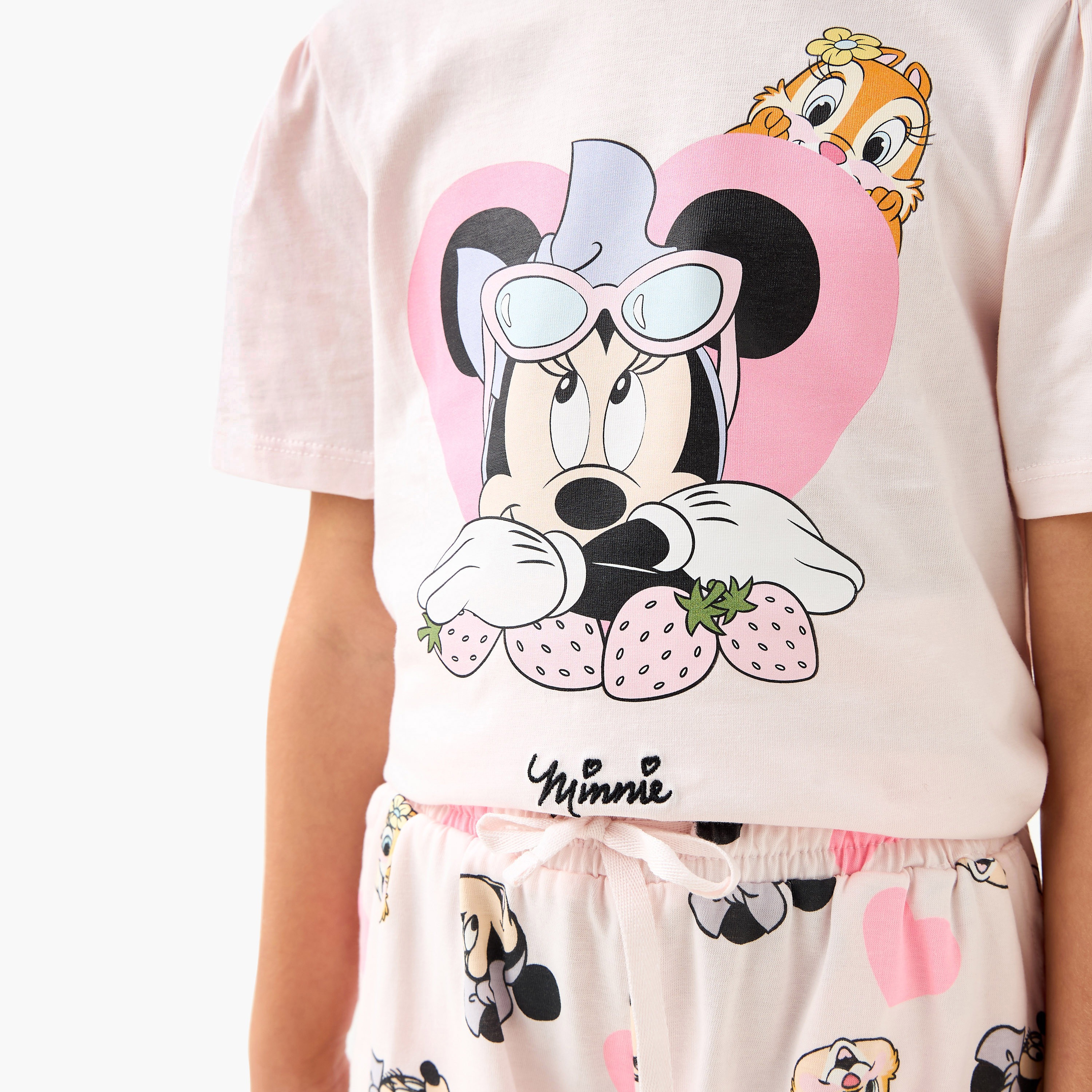 Disney Minnie Mouse Print T-shirt and Shorts Set-girls-clothing-nightwear-image-5