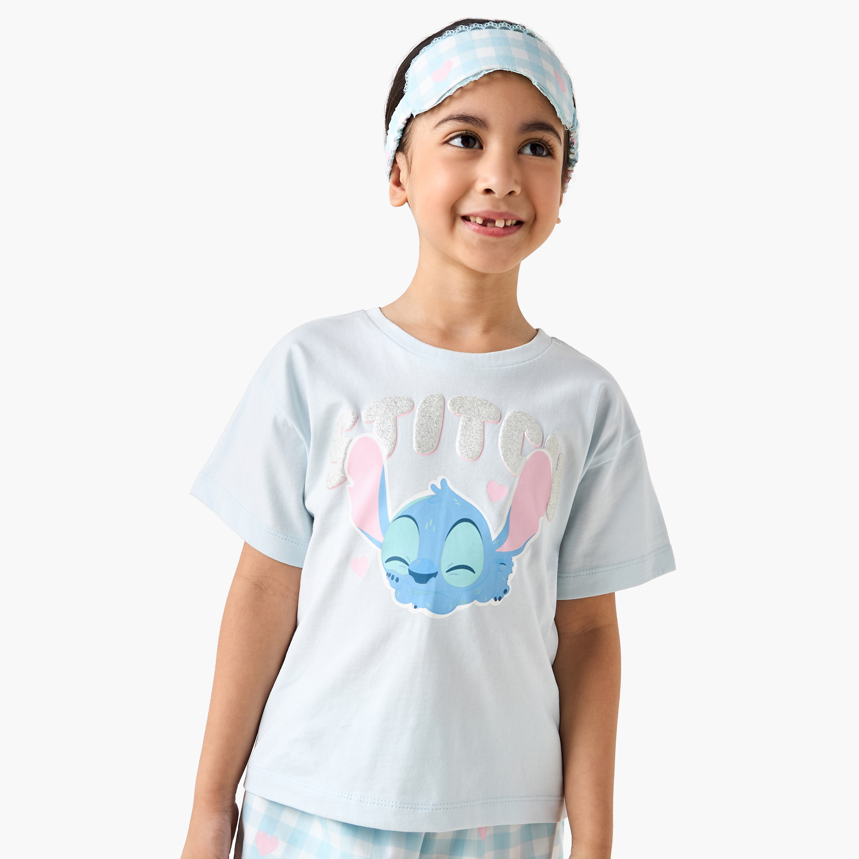 طقم شورت وتيشيرت بطبعات ستيتش من ديزني-girls-clothing-nightwear-image-2