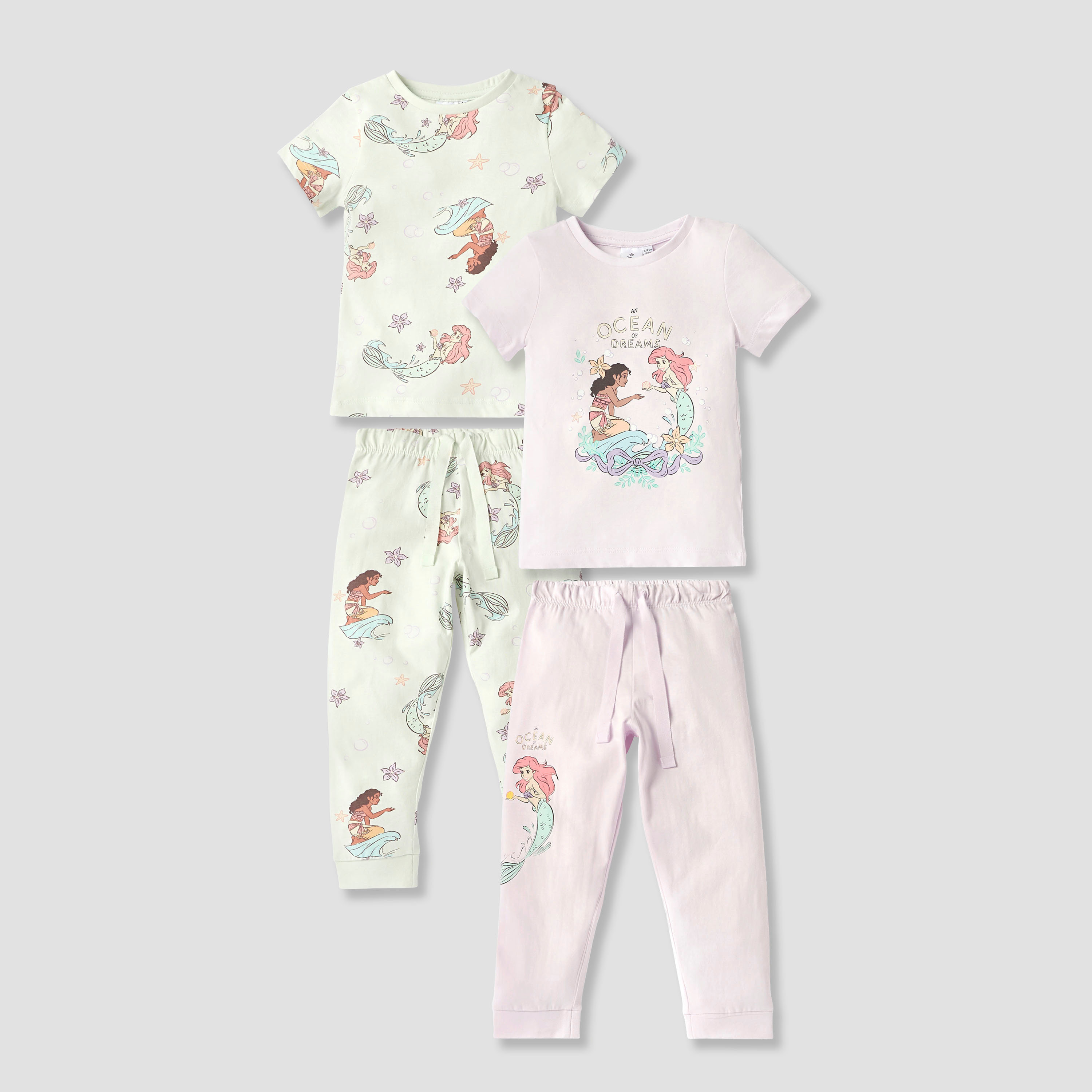 Disney Princess Print T-shirts and Pyjamas - Set of 2-girls-clothing-nightwear-image-1