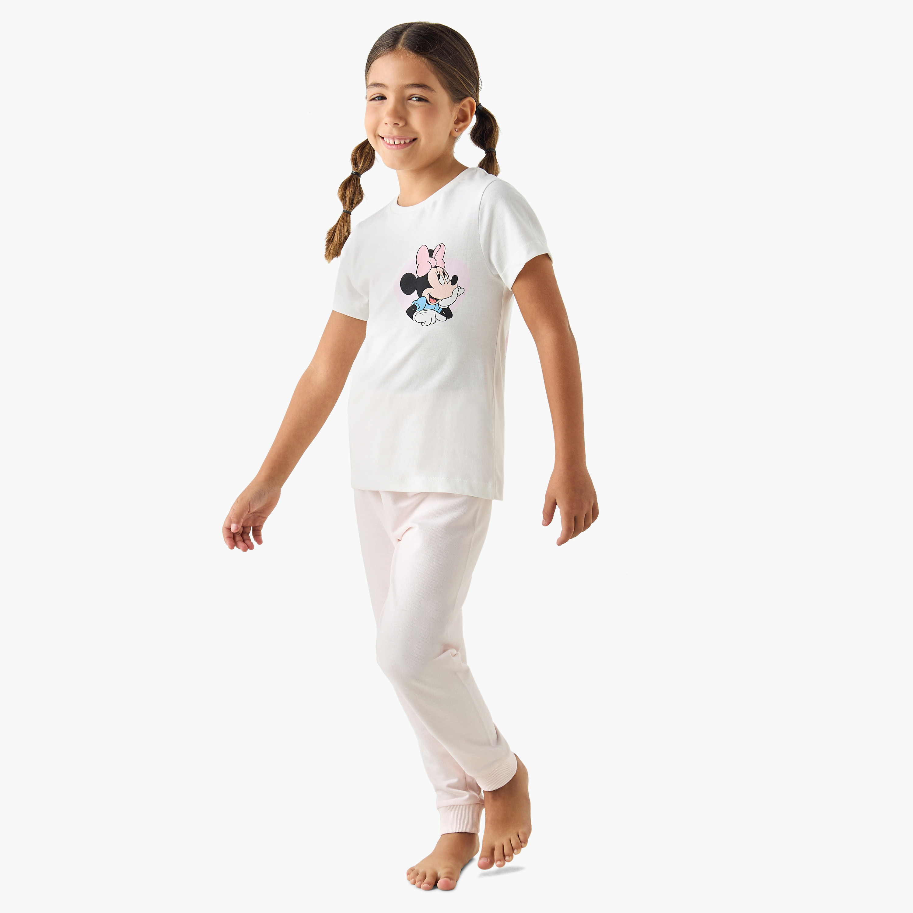 Disney Minnie Mouse Print T-shirt and Pyjama Set-girls-clothing-nightwear-image-1