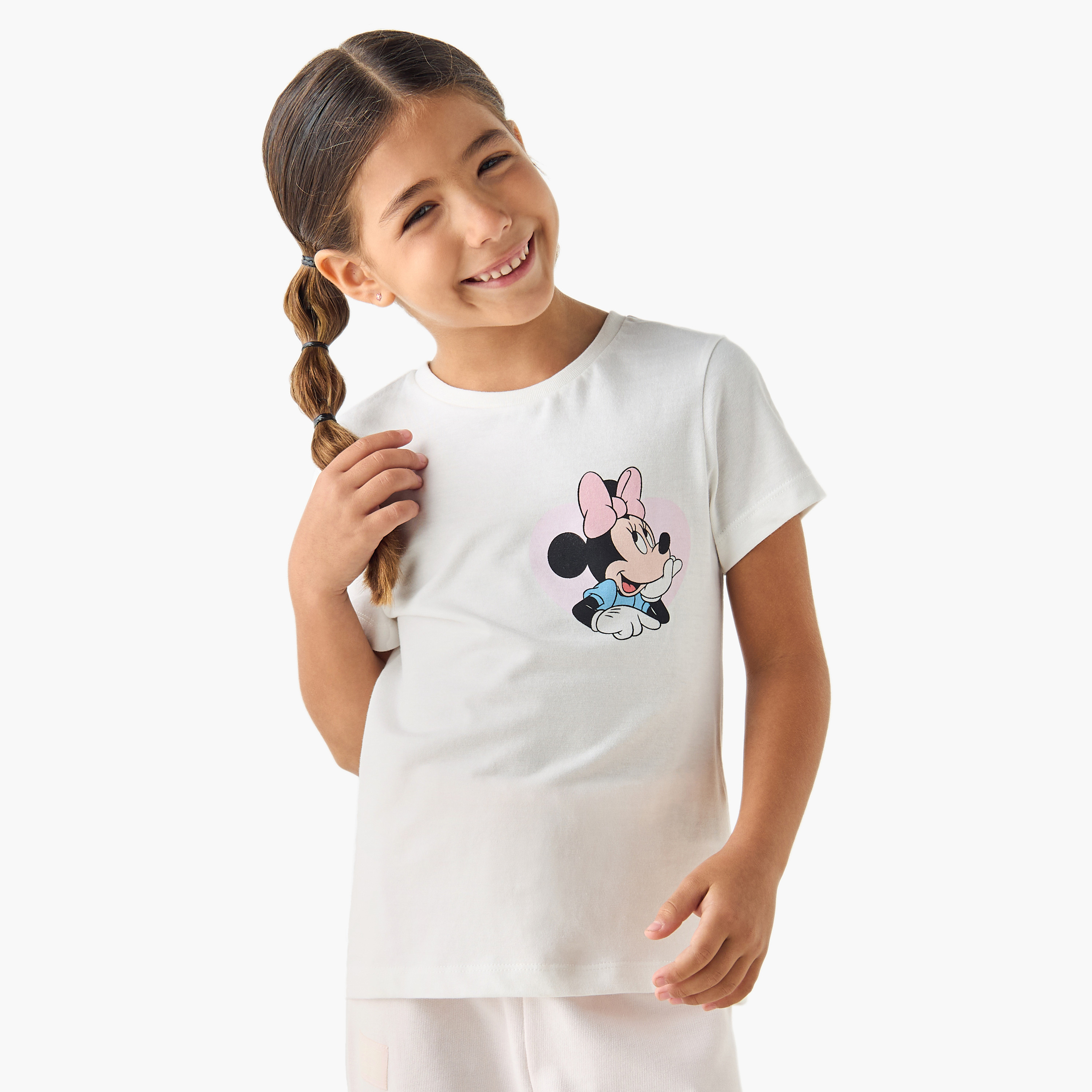 Disney Minnie Mouse Print T-shirt and Pyjama Set-girls-clothing-nightwear-image-2