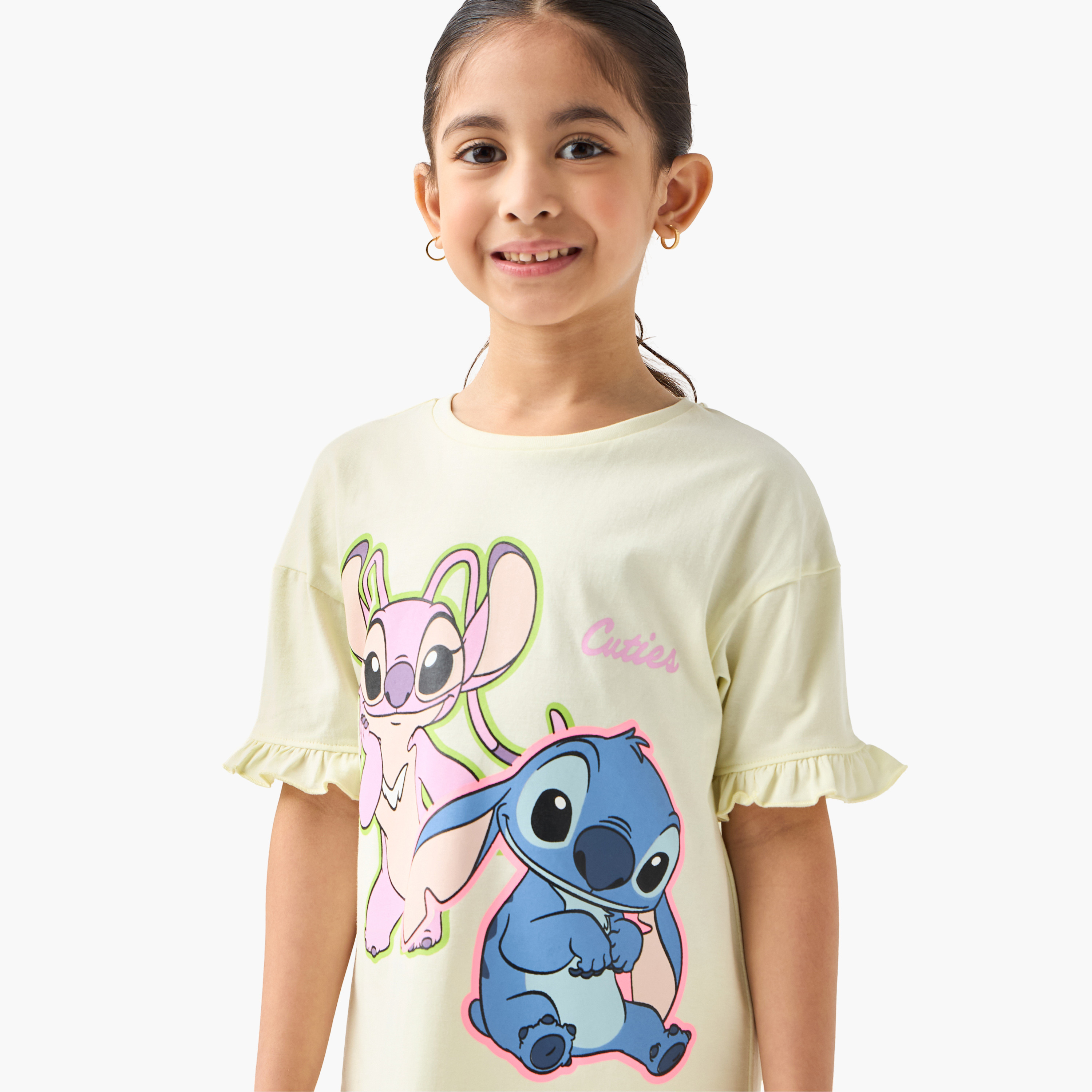 Disney Lilo and Stitch Print Night Dress with Round Neck - Set of 2-girls-clothing-nightwear-image-4