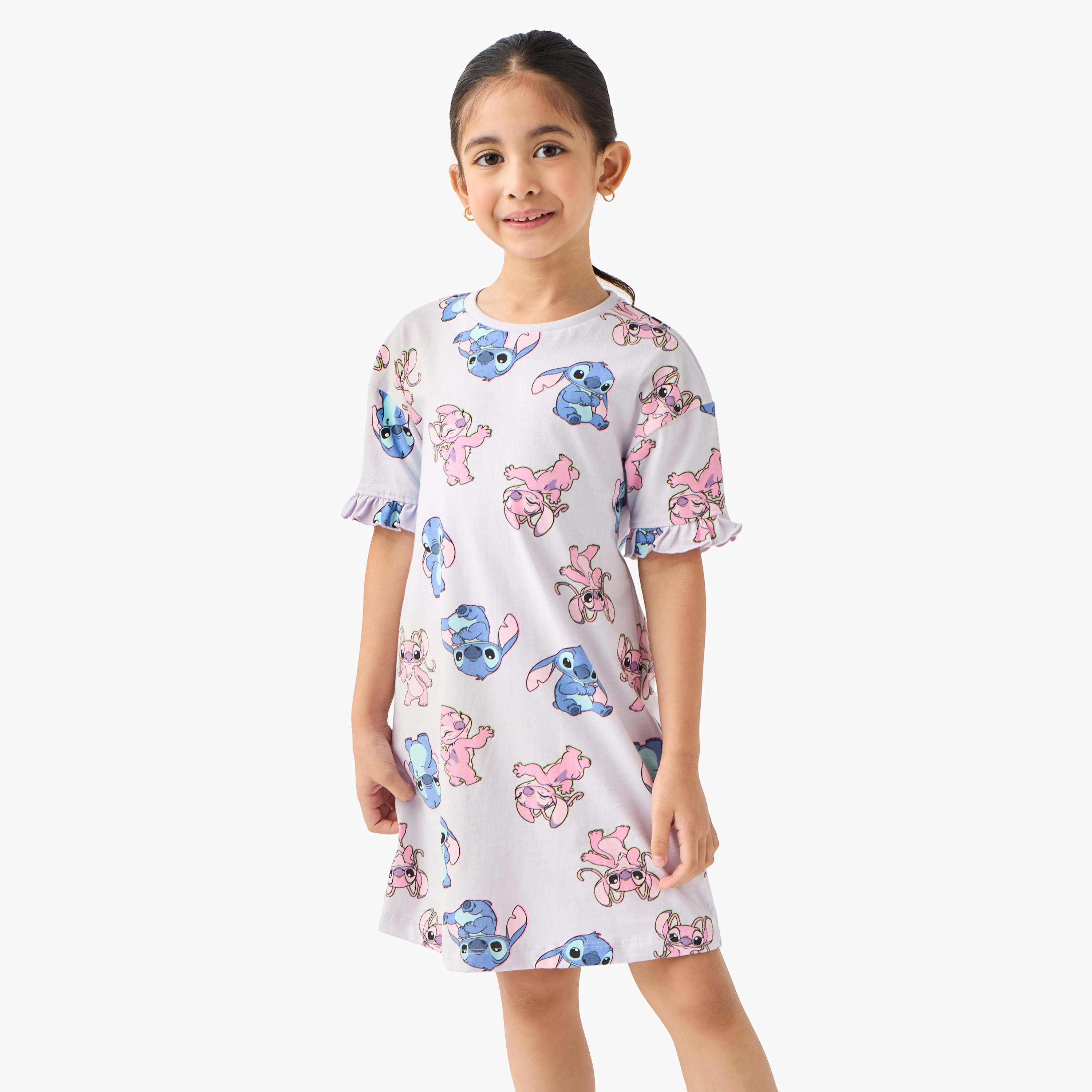 Disney Lilo and Stitch Print Night Dress with Round Neck - Set of 2-girls-clothing-nightwear-image-6