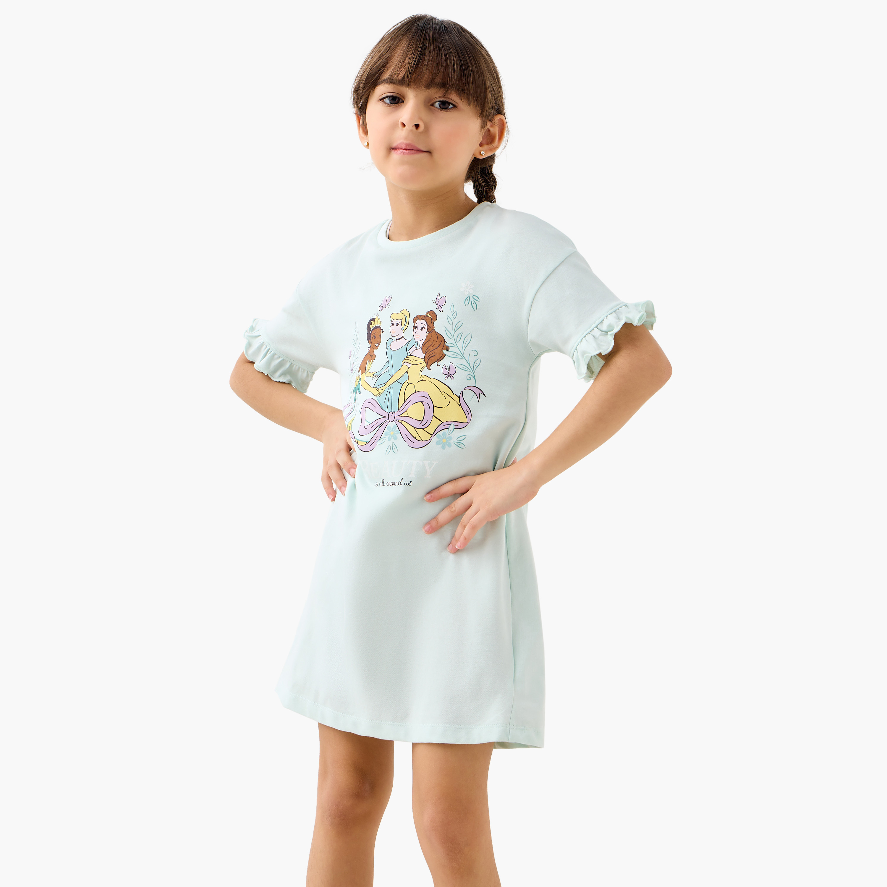 فستان نوم بأكمام قصيرة وطبعات من ديزني - طقم من قطعتين-girls-clothing-nightwear-image-2