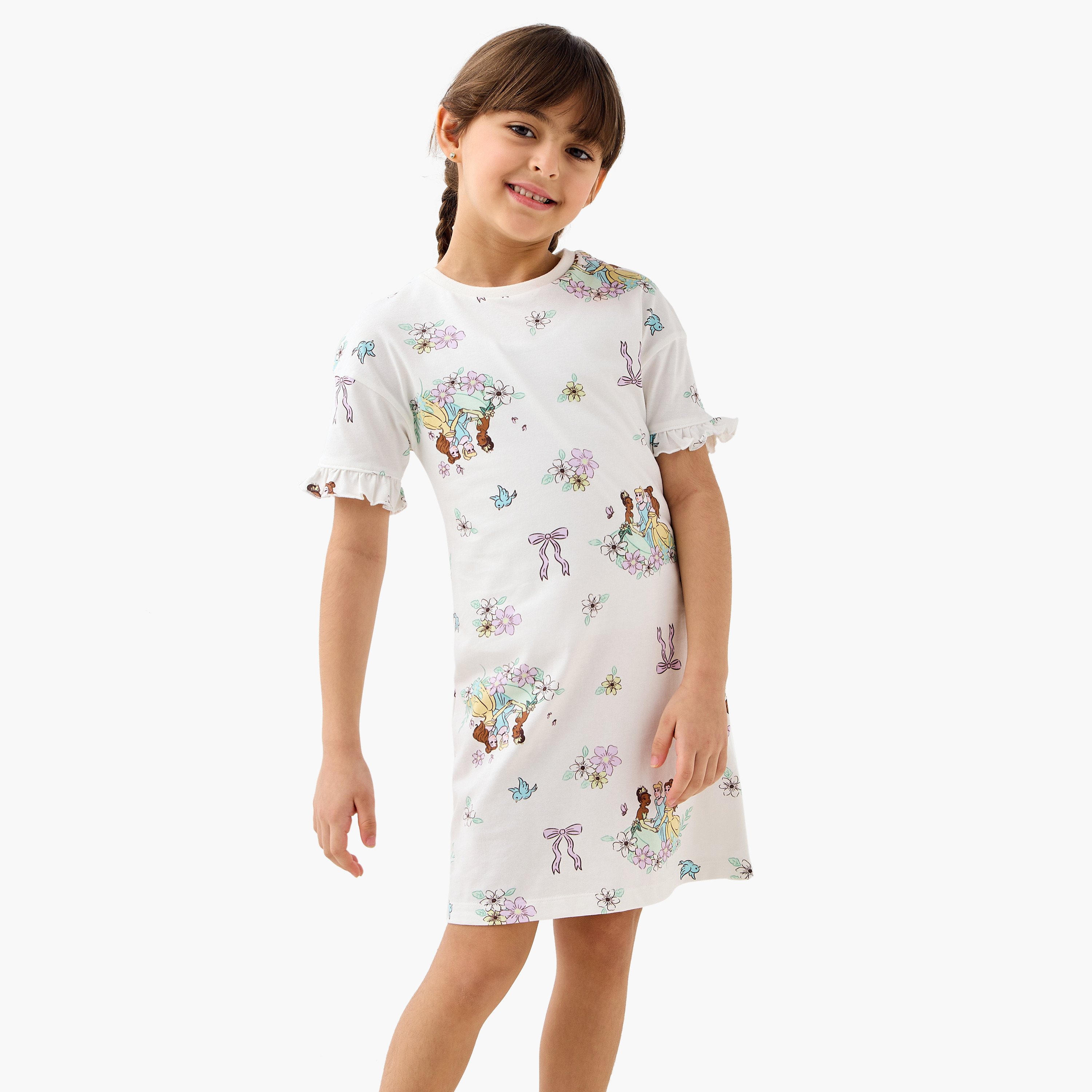 فستان نوم بأكمام قصيرة وطبعات من ديزني - طقم من قطعتين-girls-clothing-nightwear-image-3