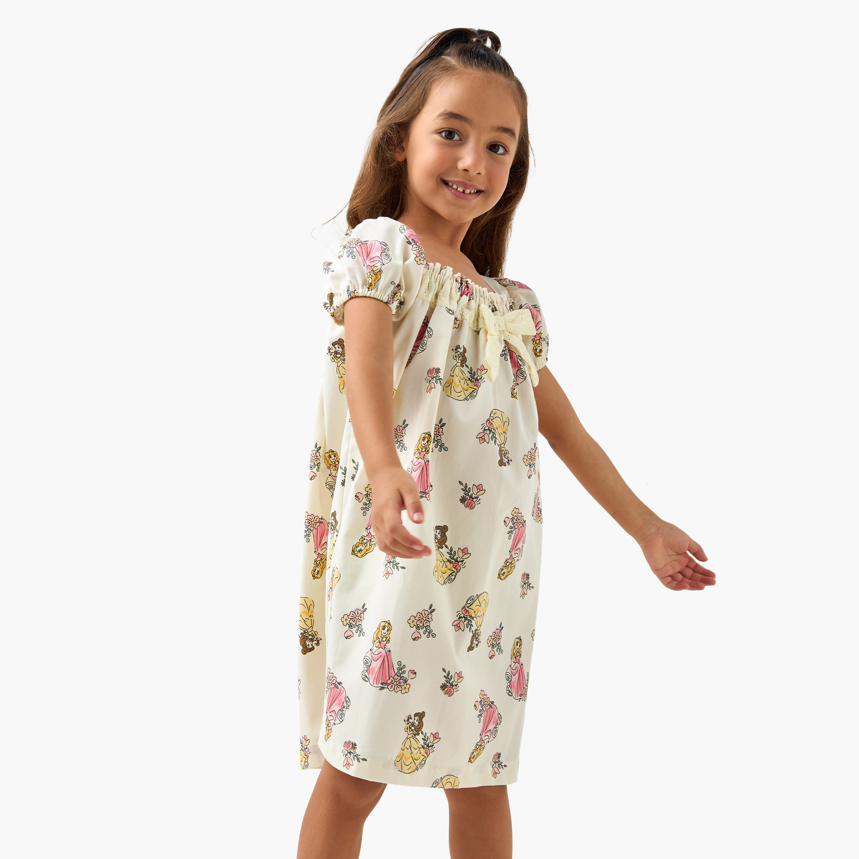 Juniors Printed Night Dress with Bow Detail-girls-clothing-nightwear-image-1