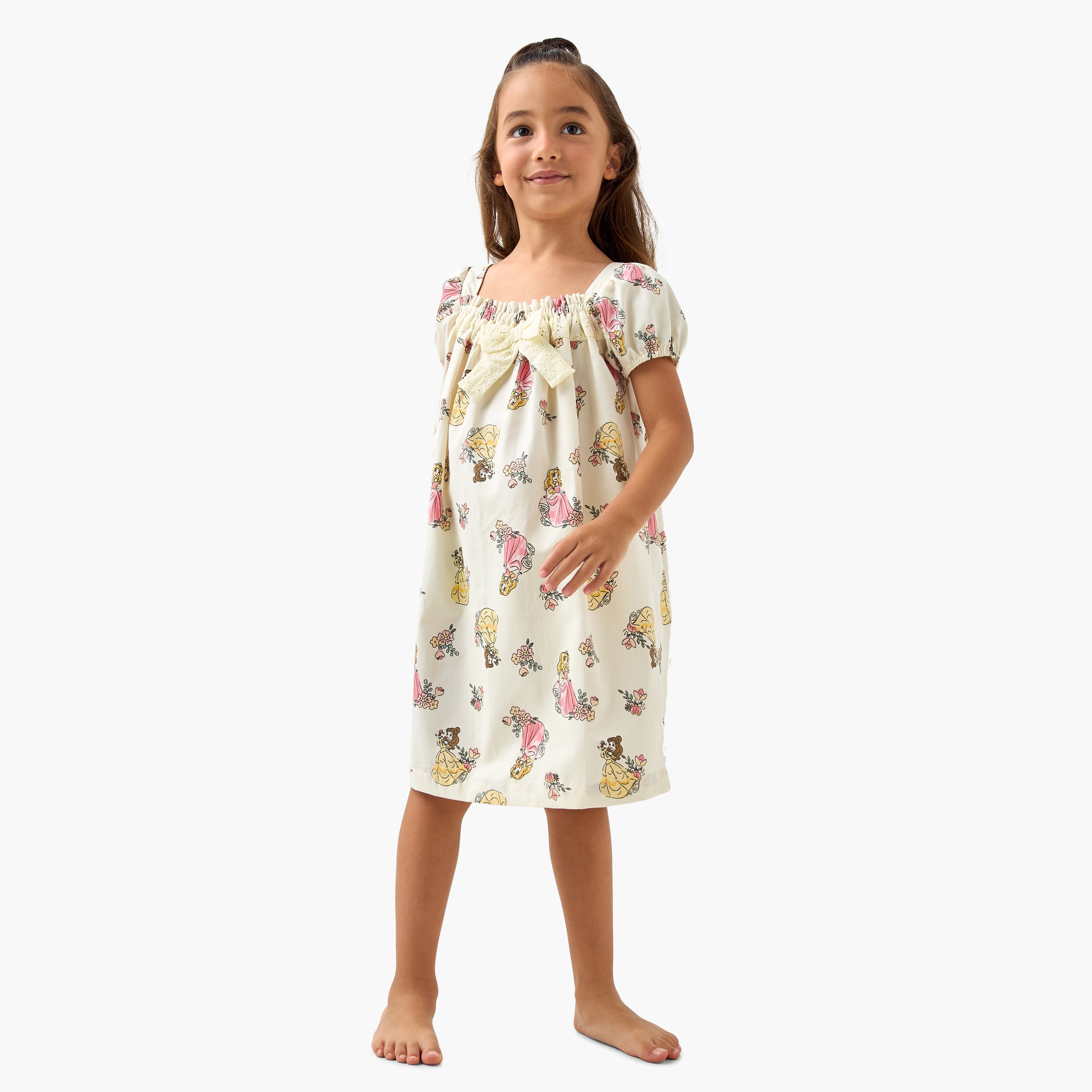 Juniors Printed Night Dress with Bow Detail-girls-clothing-nightwear-image-2