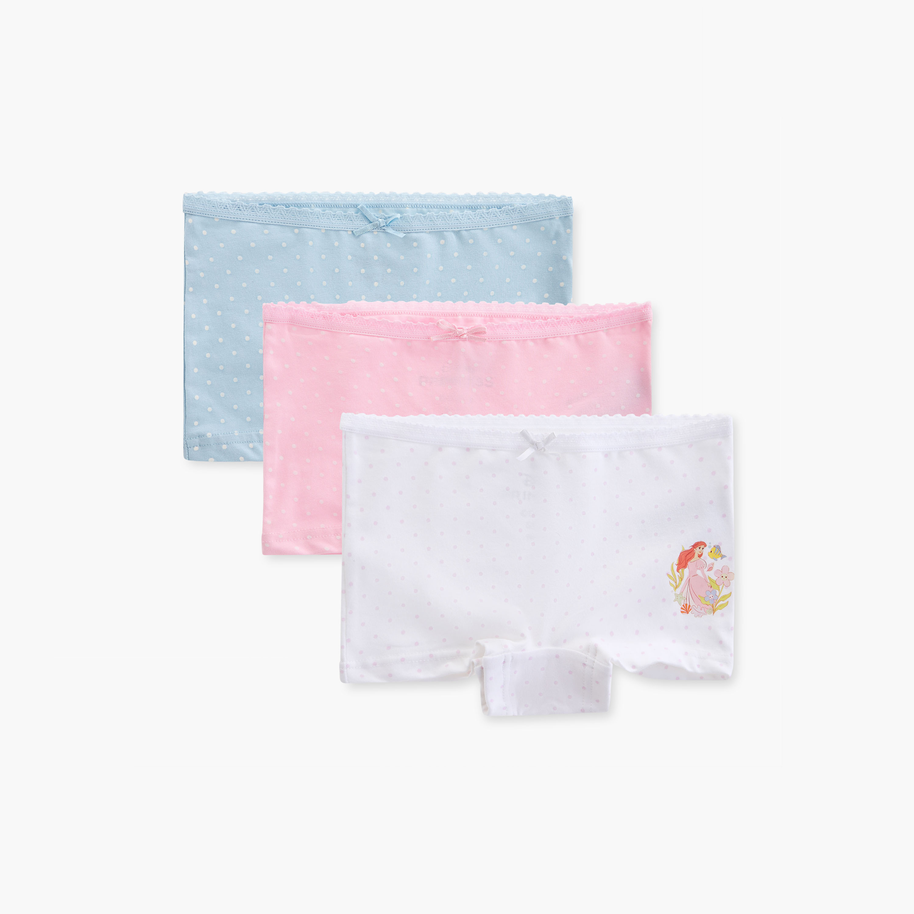 Disney Princess Print Boyshorts with Elasticated Waistband - Set of 3-girls-clothing-innerwear-panties-image-1