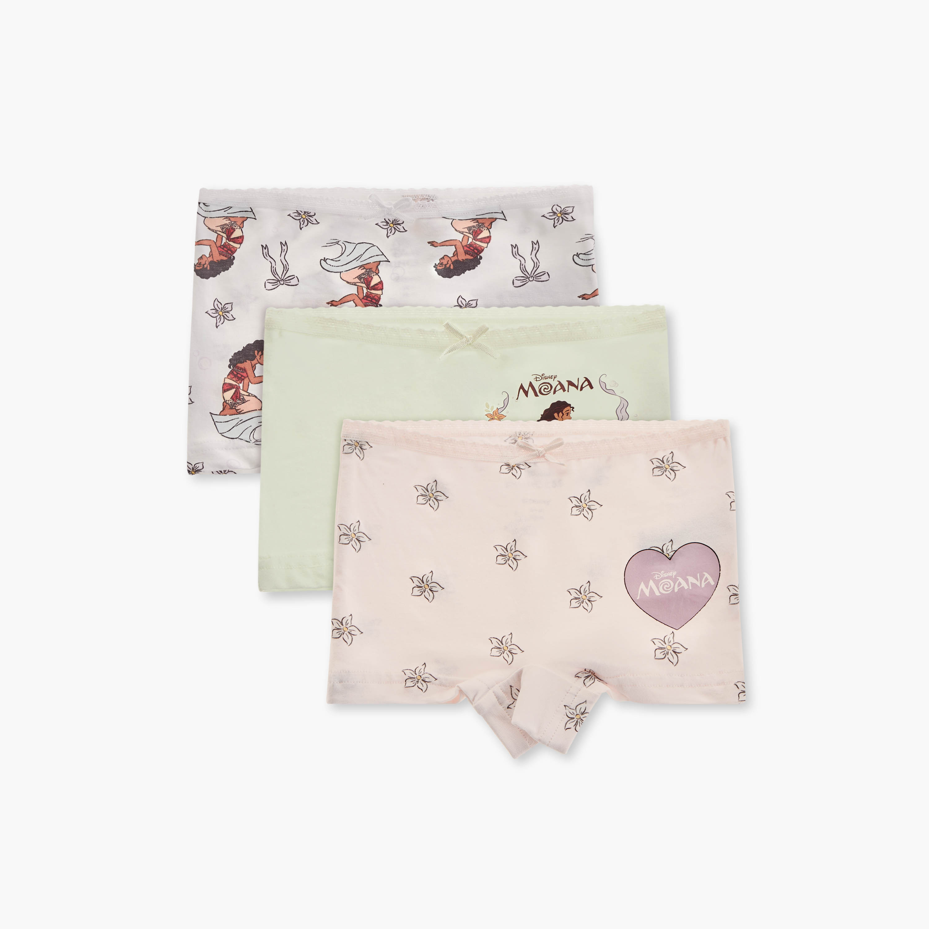 Disney Moana Print Boxer Briefs with Bow Detail - Set of 3-girls-clothing-innerwear-panties-image-1