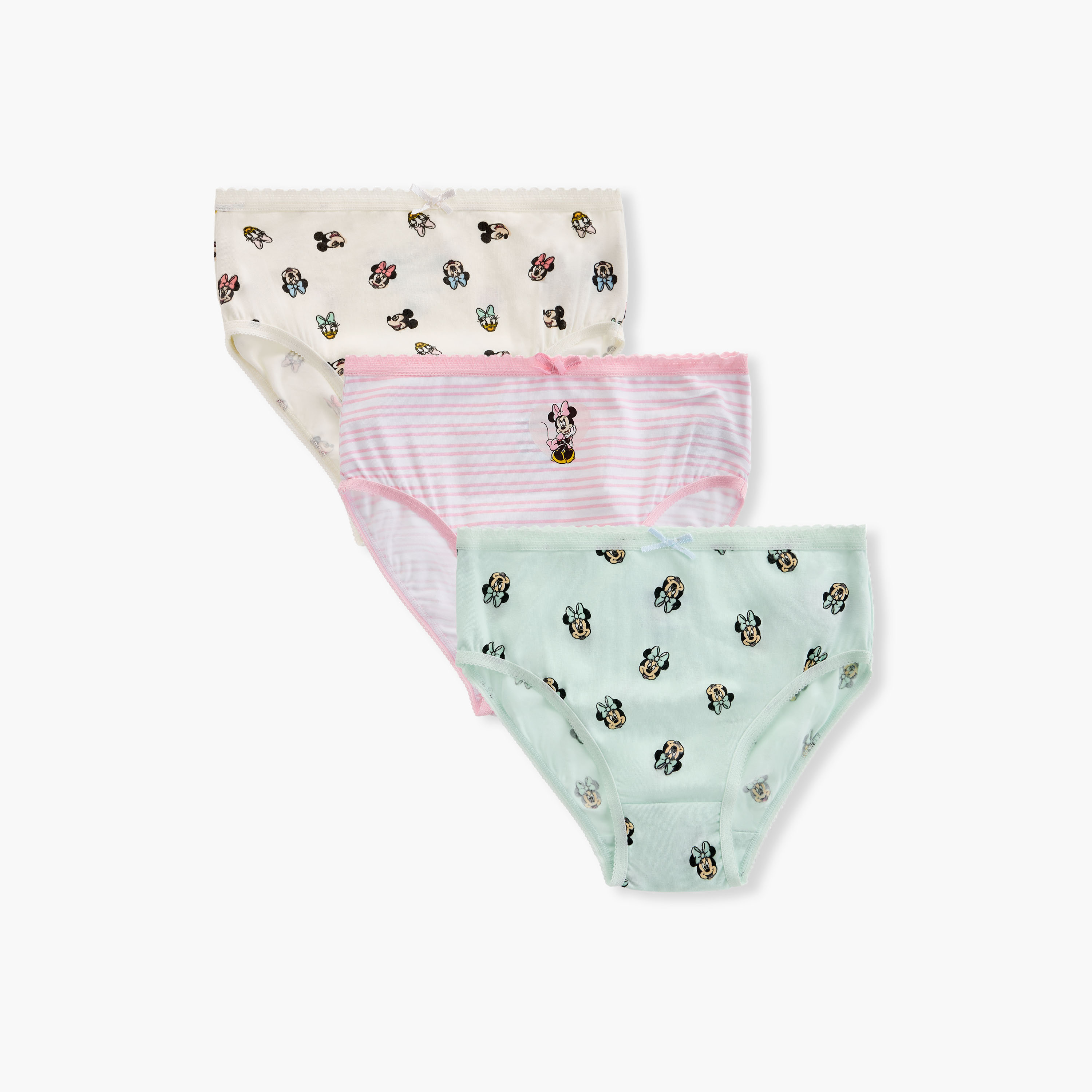 Disney Minnie Mouse Print Briefs with Elasticated Waistband - Set of 3-girls-clothing-innerwear-panties-image-1